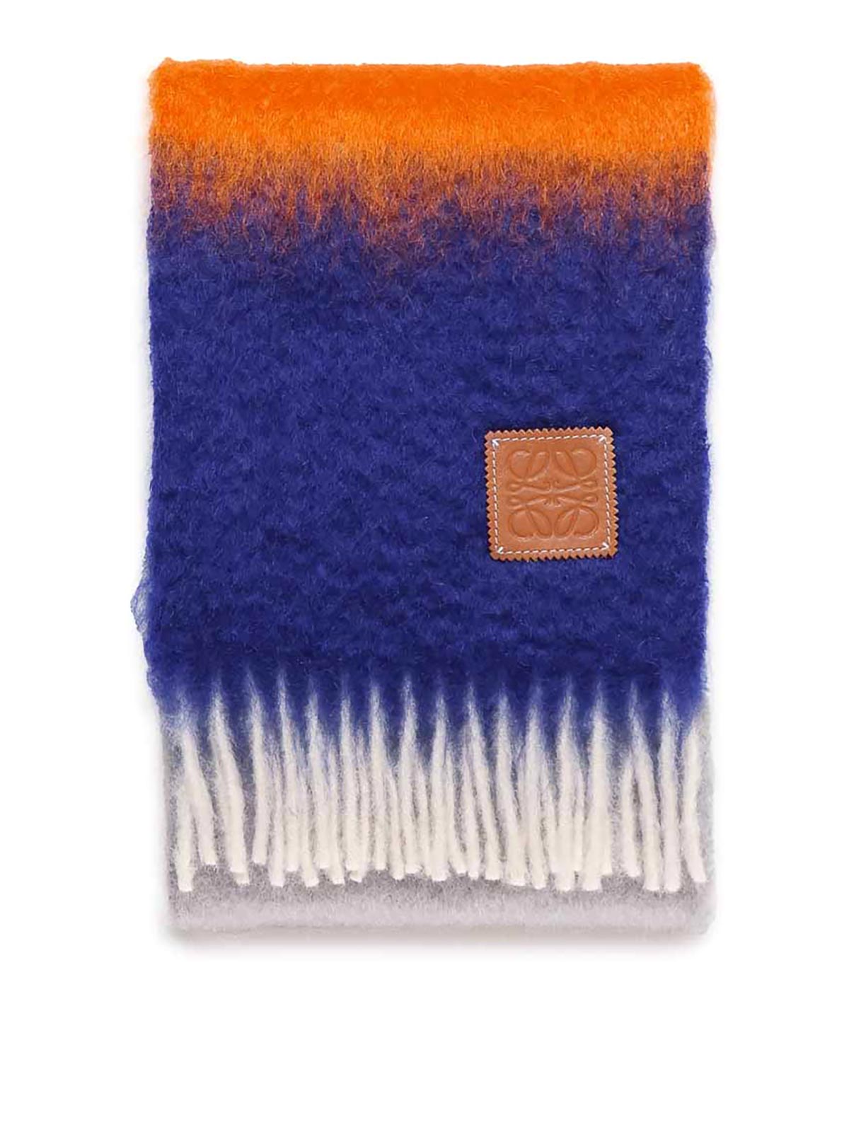 Shop Loewe Wool And Mohair Striped Scarf In Grey