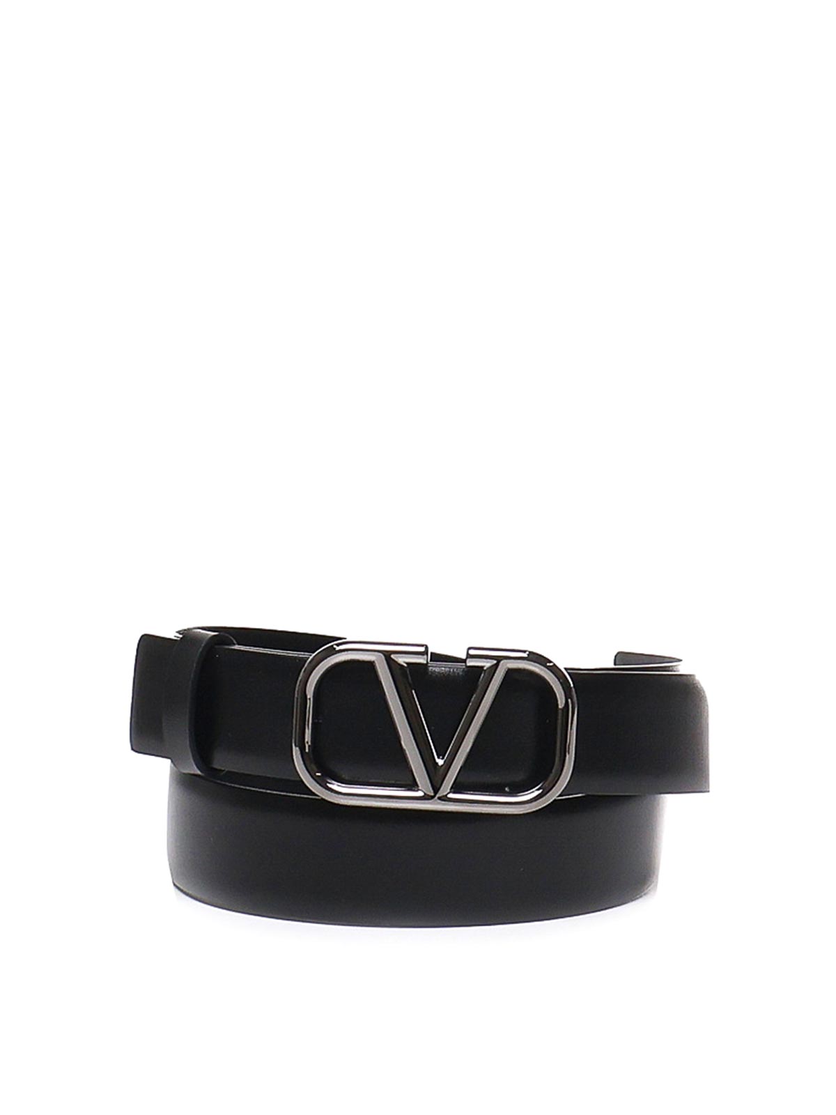 Shop Valentino Vlogo Signature Calfskin Belt In Black