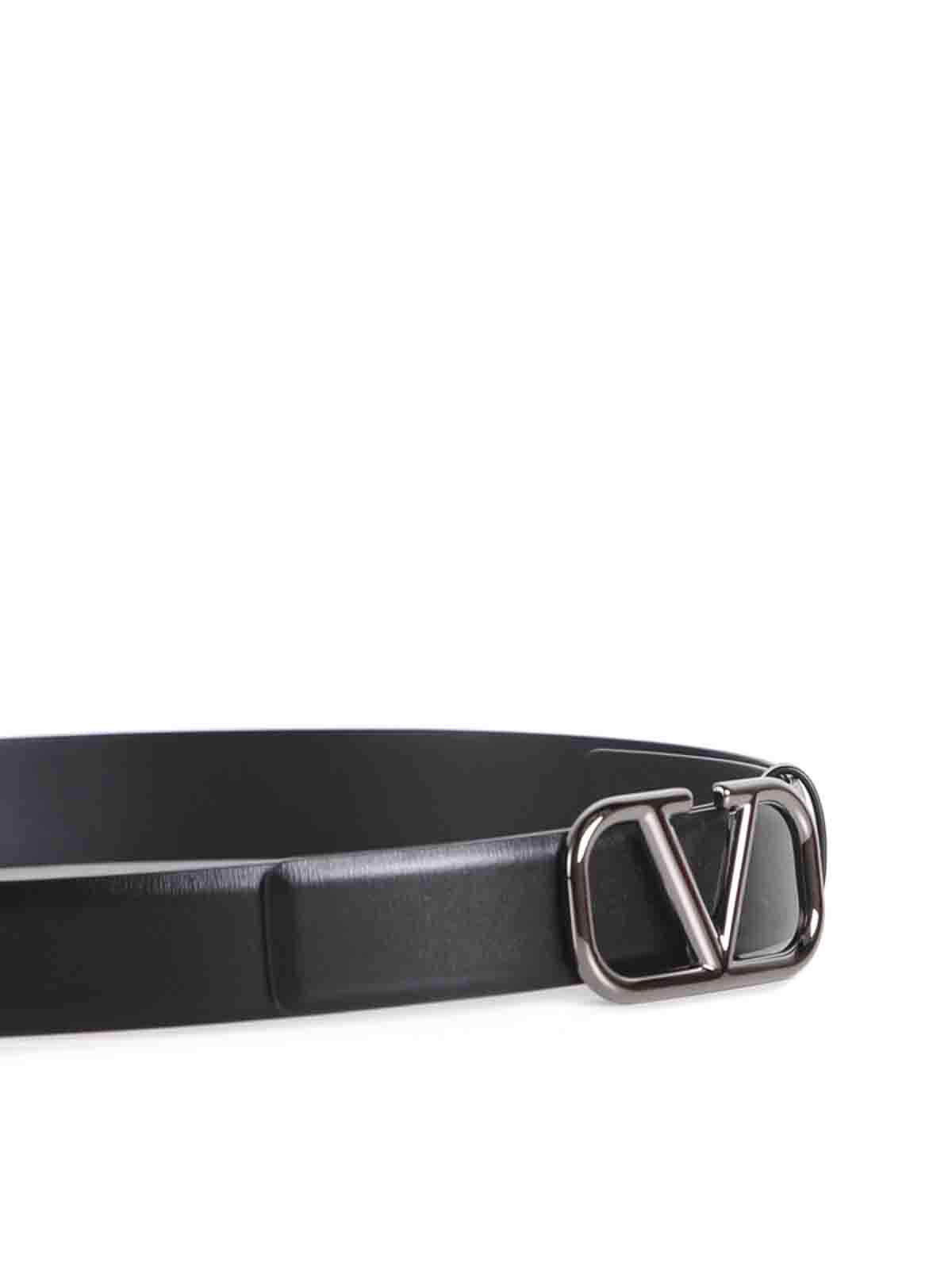 Shop Valentino Vlogo Signature Calfskin Belt In Black