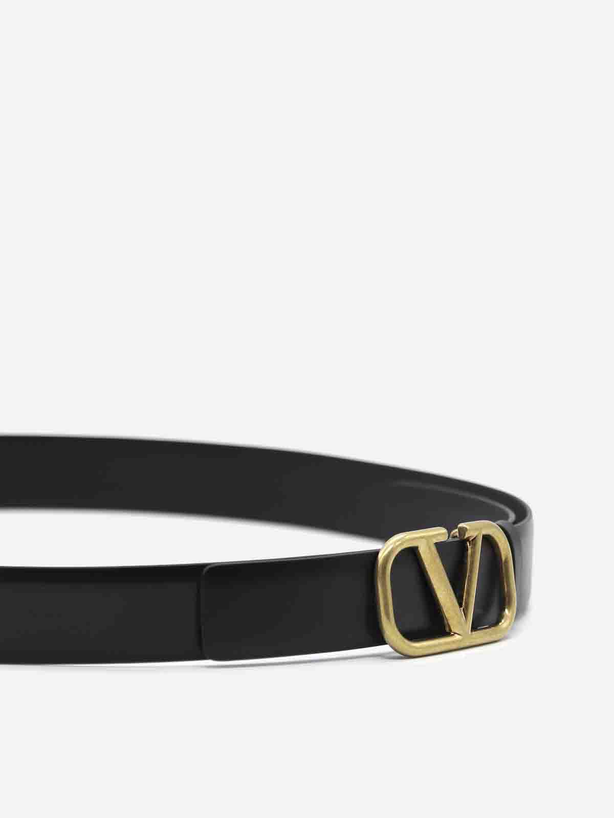 Shop Valentino Signature Vlogo Belt In Black