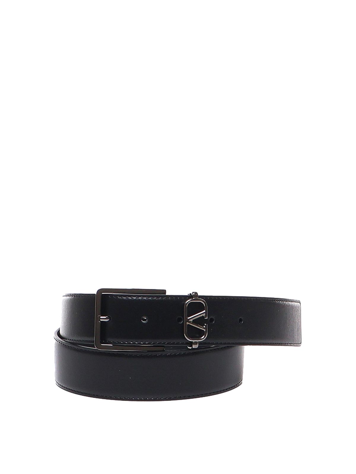 Shop Valentino Mini Vlogo Signature Calfskin Belt In Black