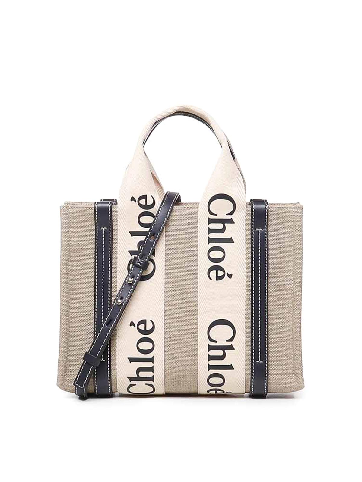 Chloé Woody Small Tote Bag In Blue