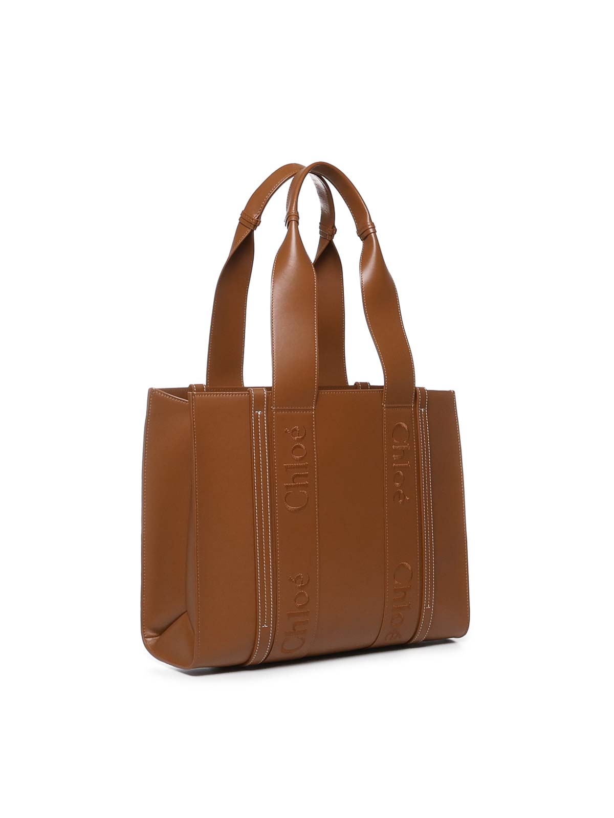 Shop Chloé Woody Medium Tote Bag In Brown