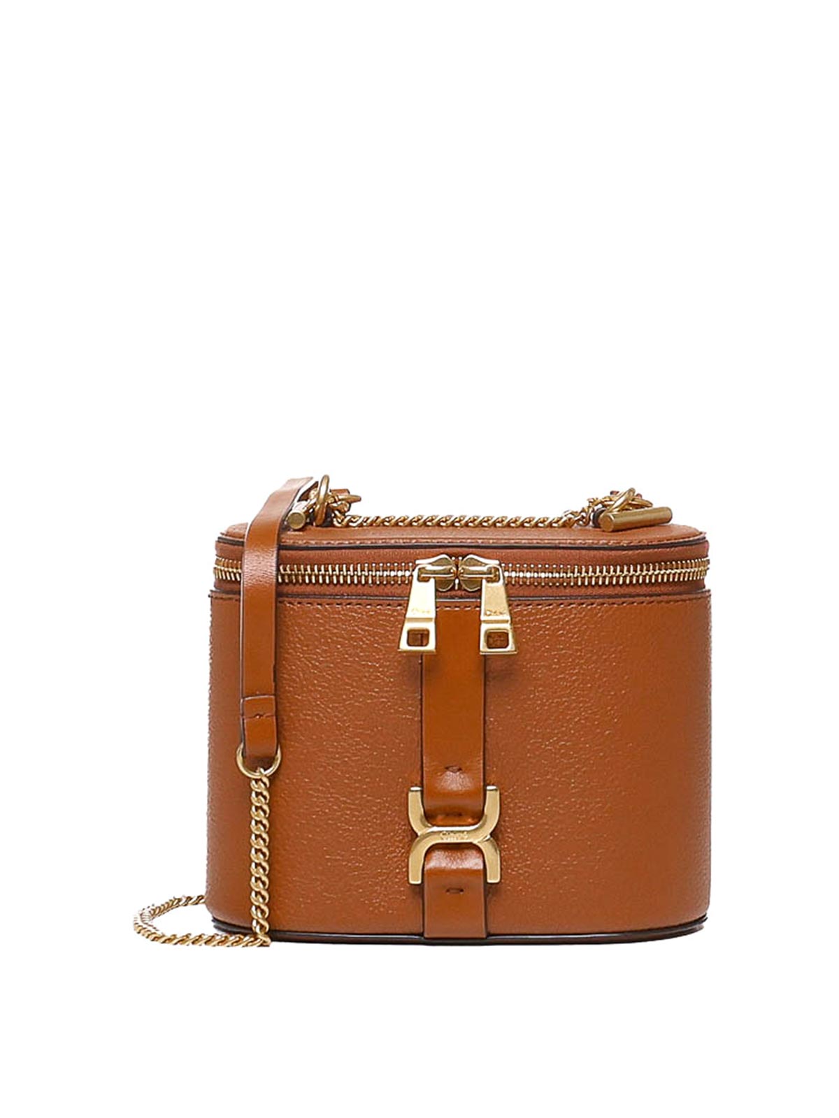 Chloé Marcie Mini Vanity Bag With Chain In Brown