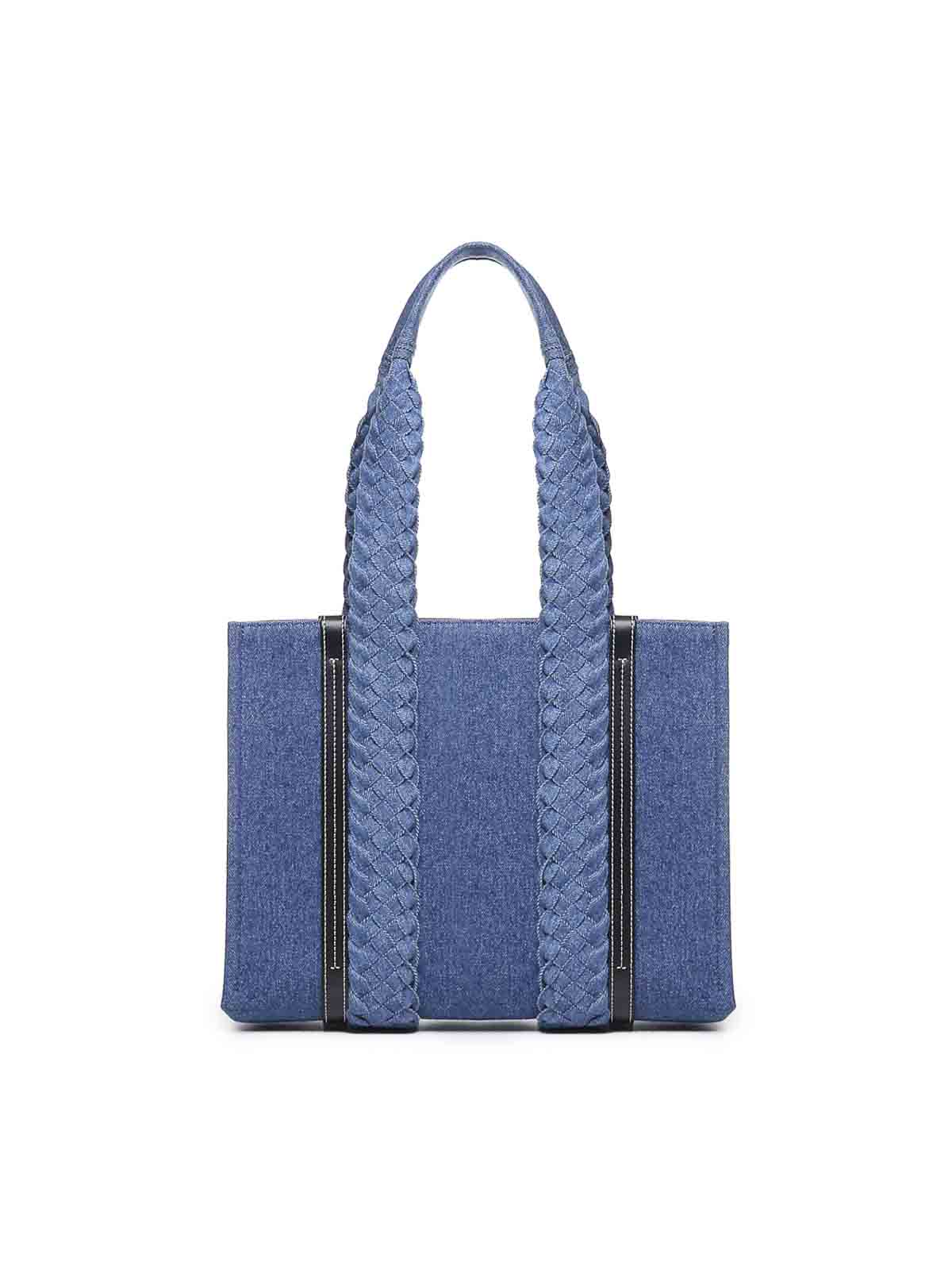 Shop Chloé E Small Woody Denim Tote Bag In Light Wash