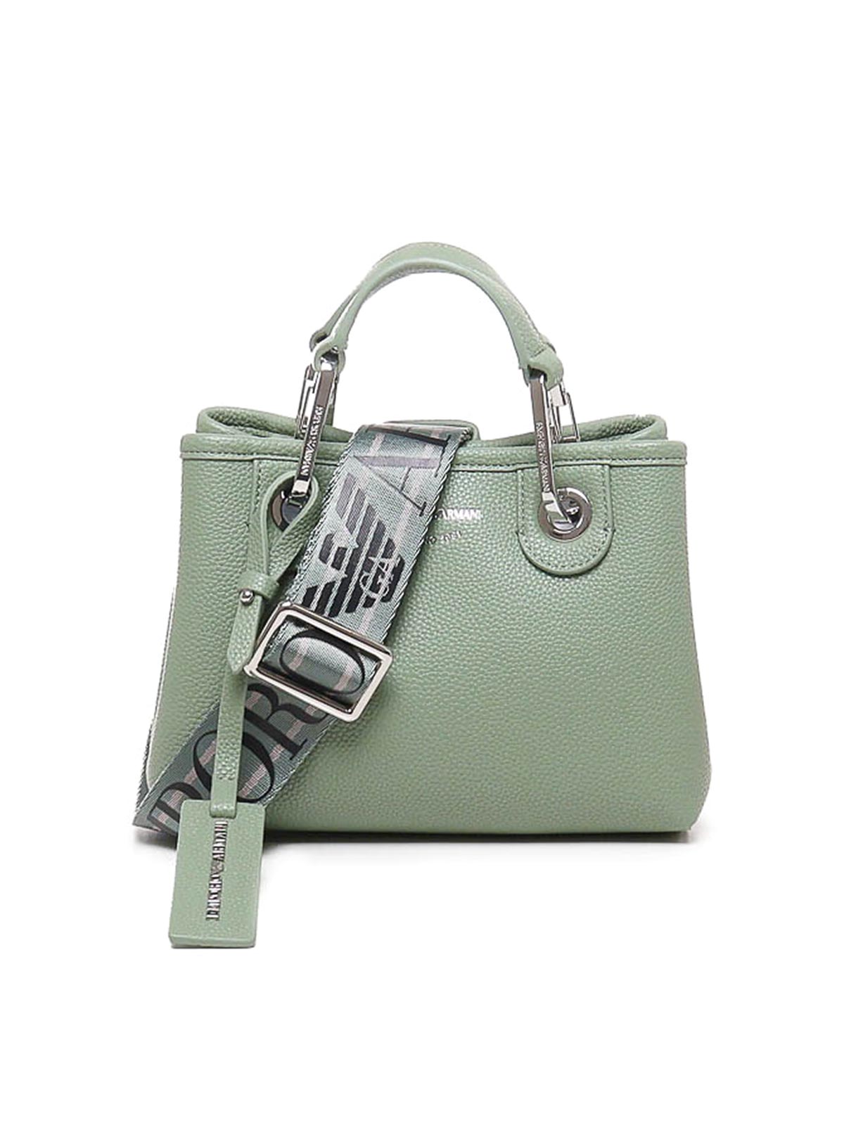 Shop Emporio Armani Hammered Texture Handbag In Green