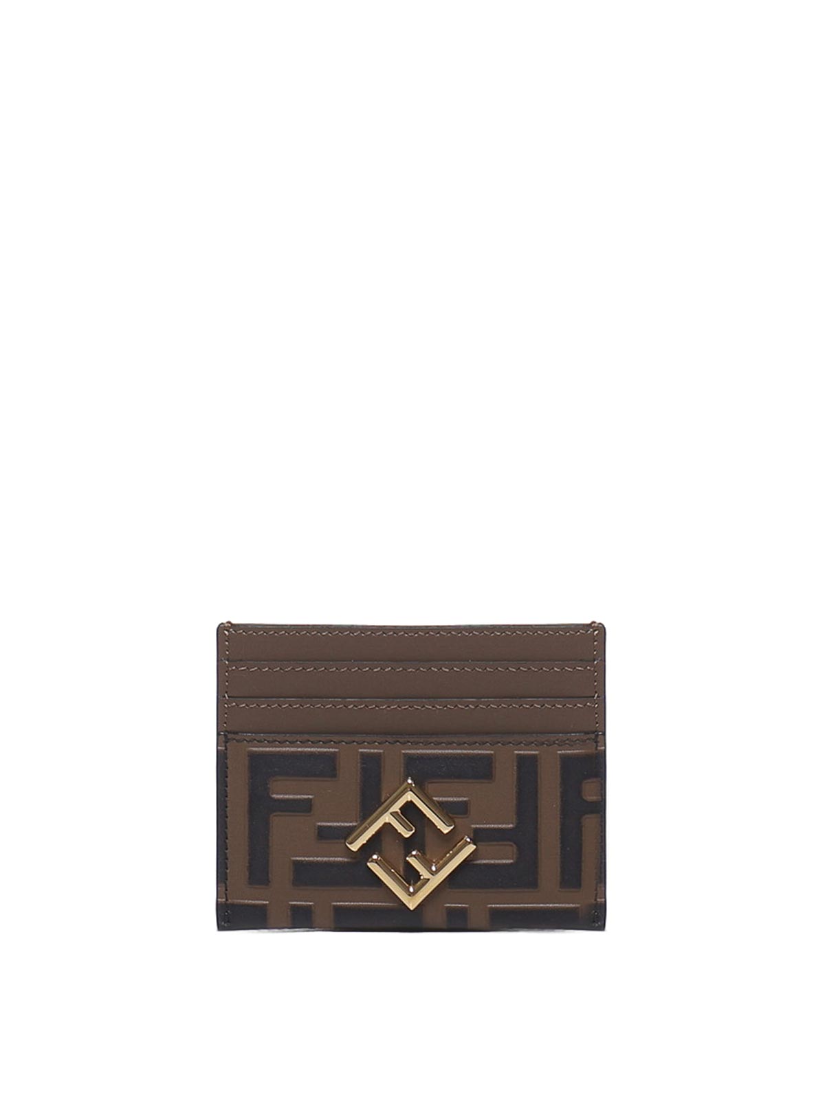 Fendi Ff Diamonds Card Holder In Brown
