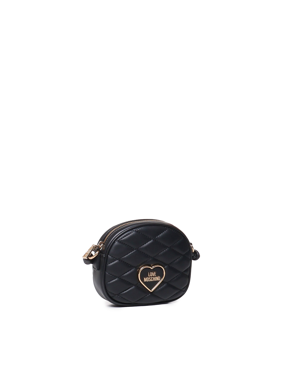 Shop Love Moschino Quilted Shoulder Bag With Logo Writing In Black