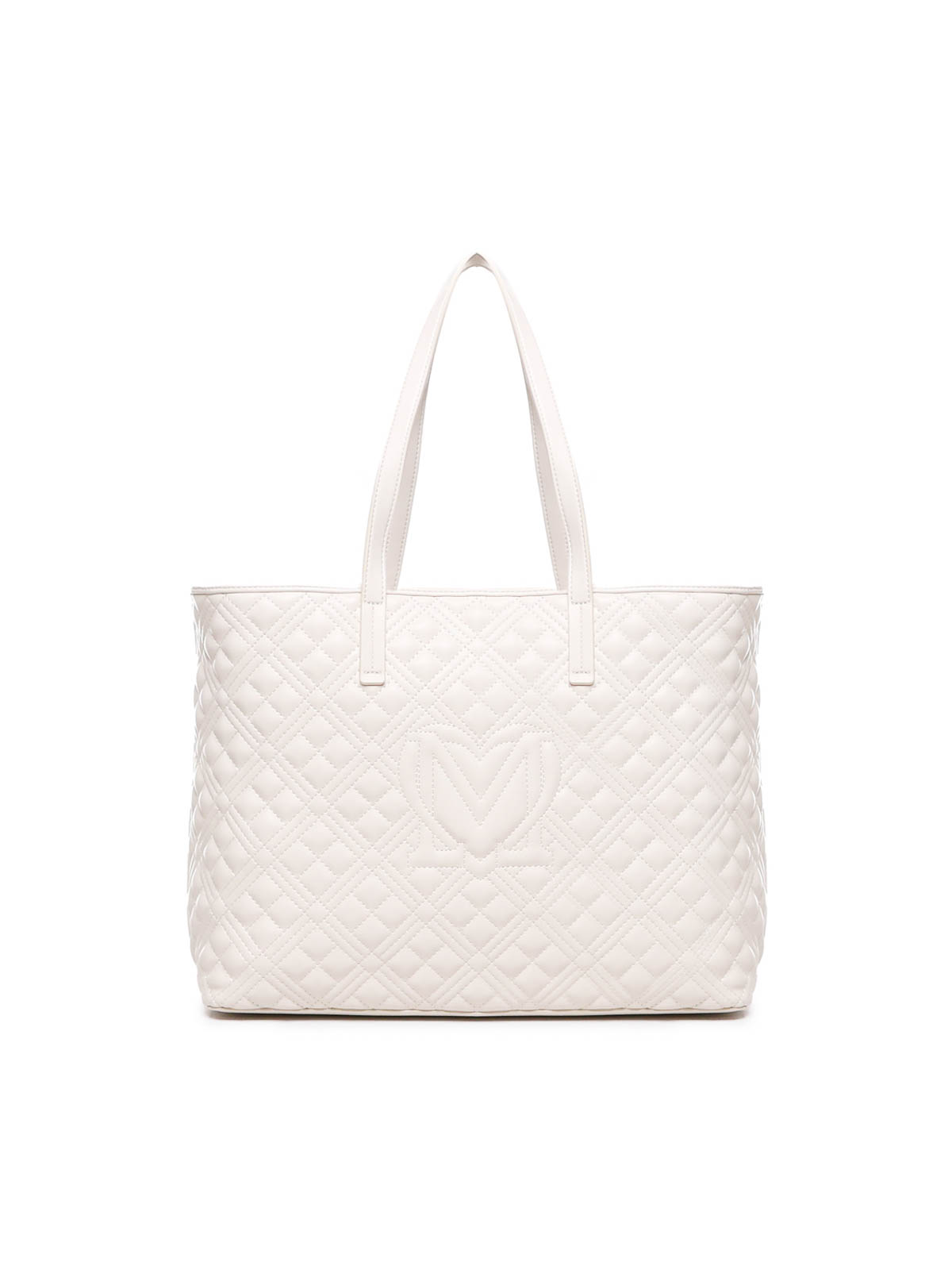 Shop Love Moschino Quilted Shopping Bag In White