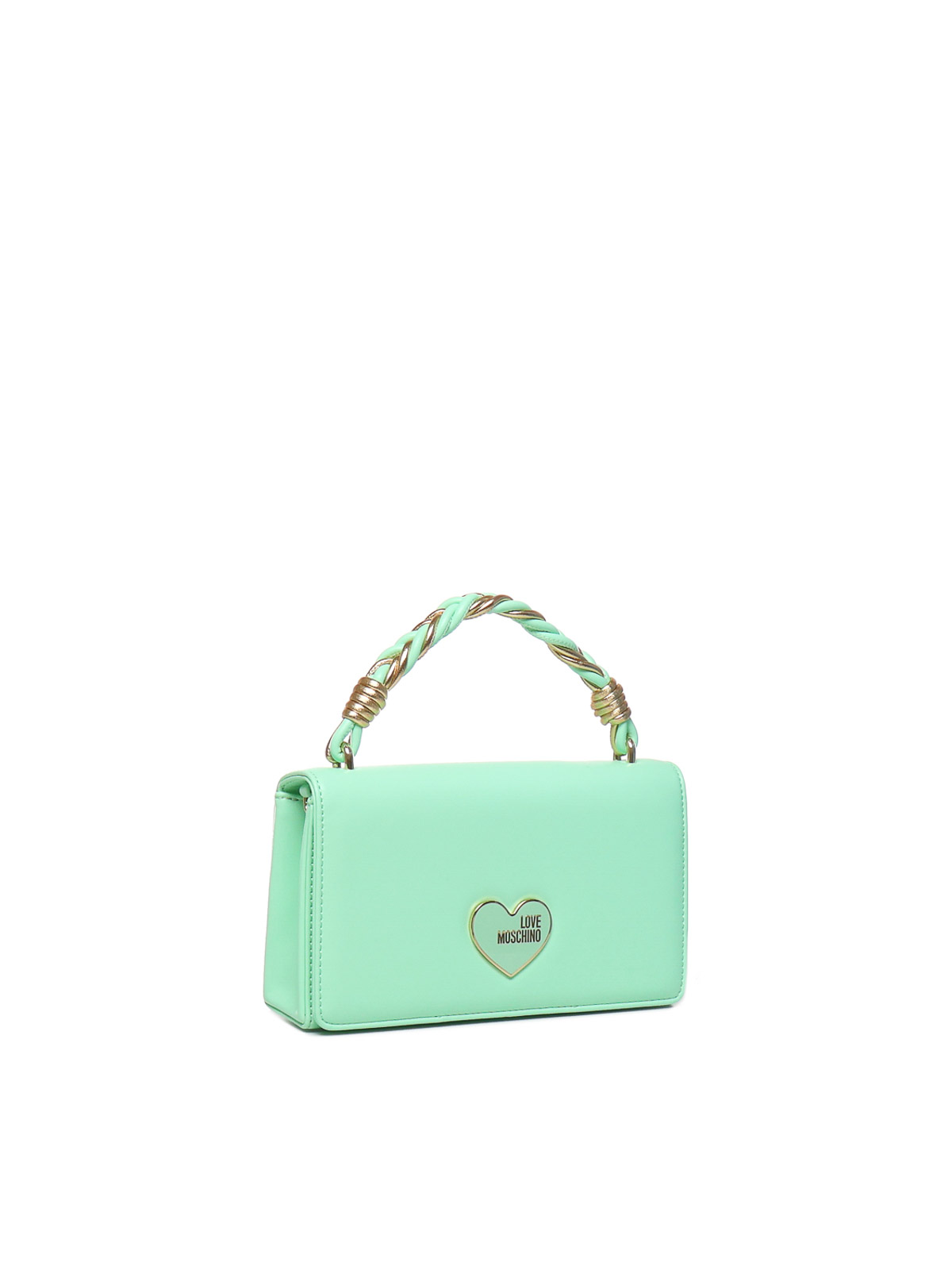 Shop Love Moschino Handheld Handbag With Chain Shoulder Strap In Green