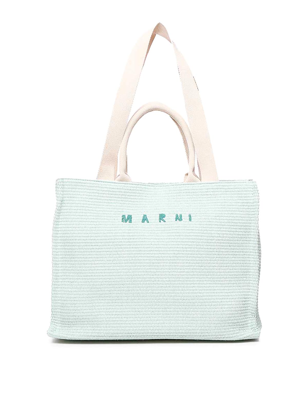 Marni Raffia Effect Tote Bag In Light Green
