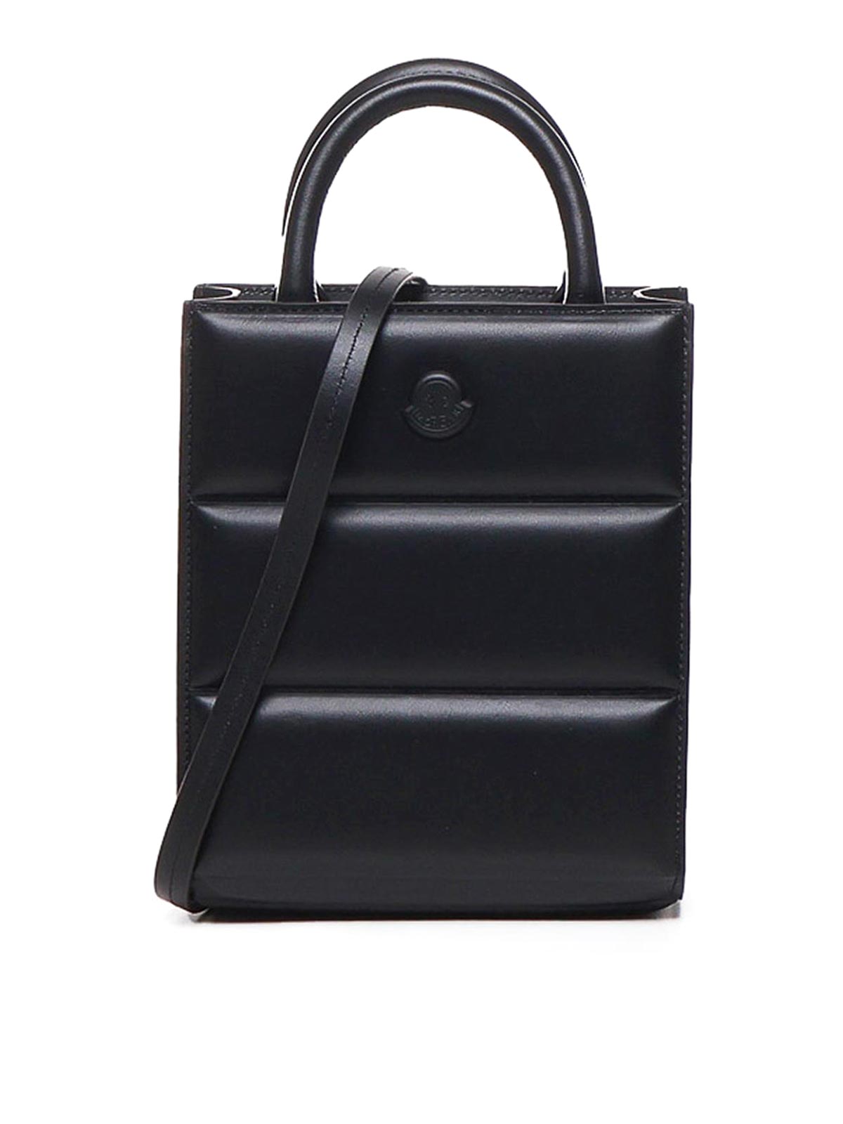 Moncler Leather Doudoune Mini Tote Bag In Black