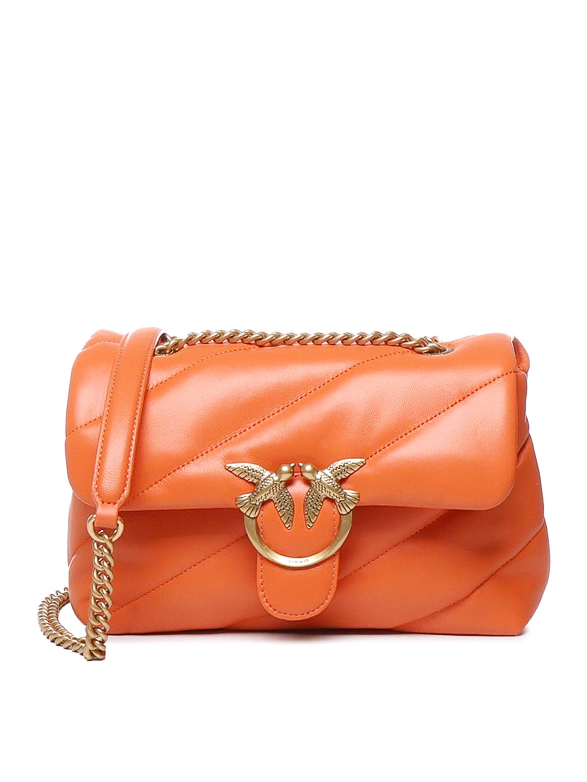 Pinko Classic Love Puff Maxi Quilt Bag In Orange
