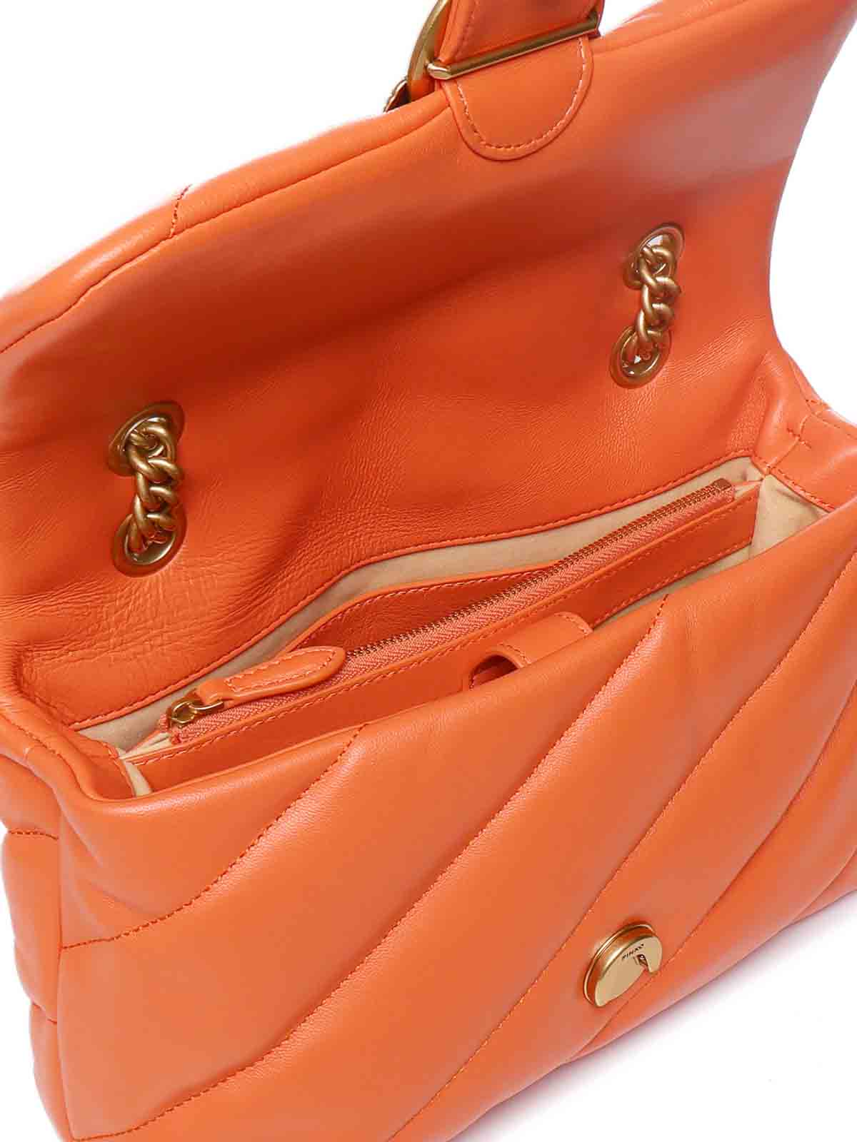 Shop Pinko Classic Love Puff Maxi Quilt Bag In Orange