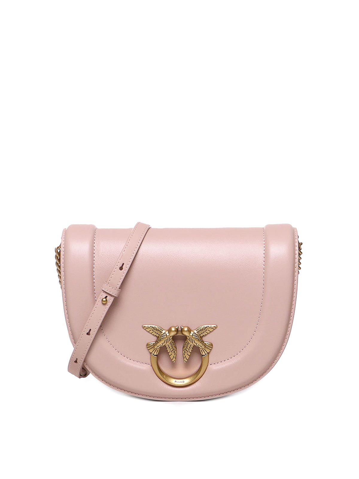 Pinko Love Bag Click Round Leather Bag In Pink