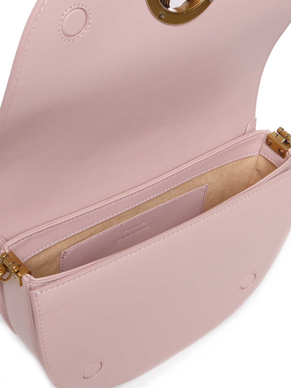 Shop Pinko Love Bag Click Round Leather Bag In Nude & Neutrals