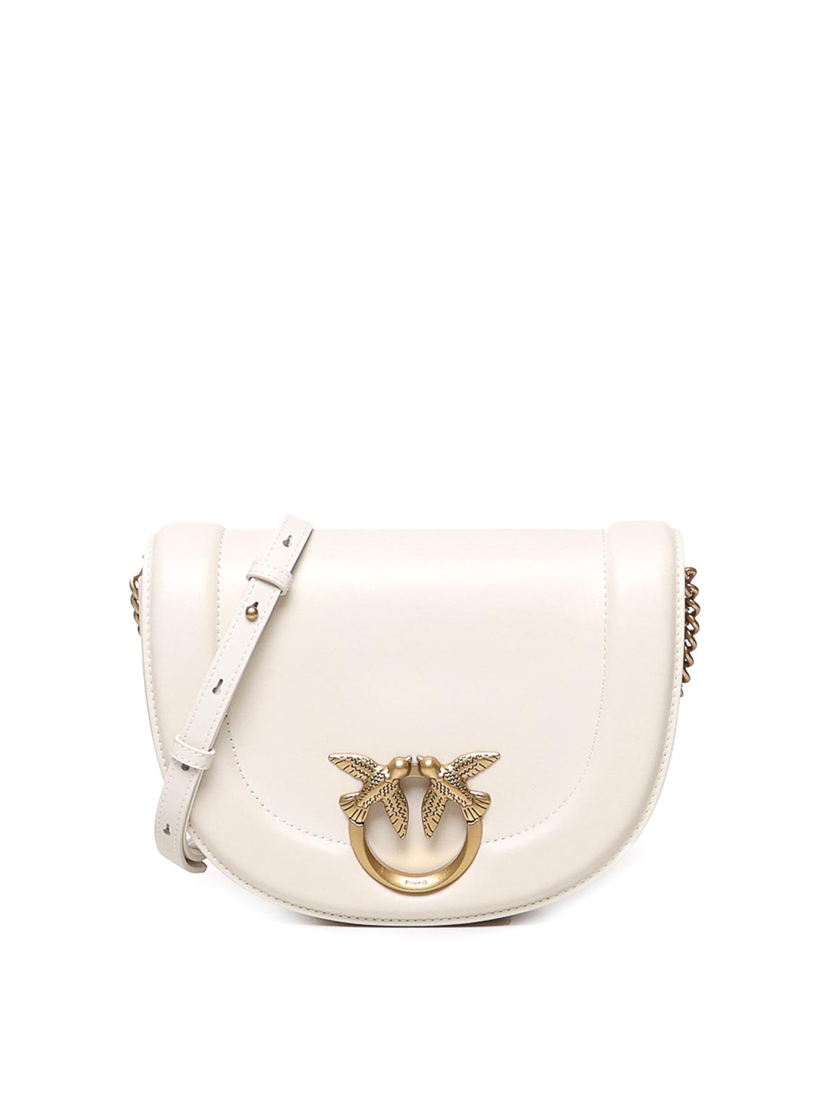 Pinko Love Bag Click Round Leather Bag In White