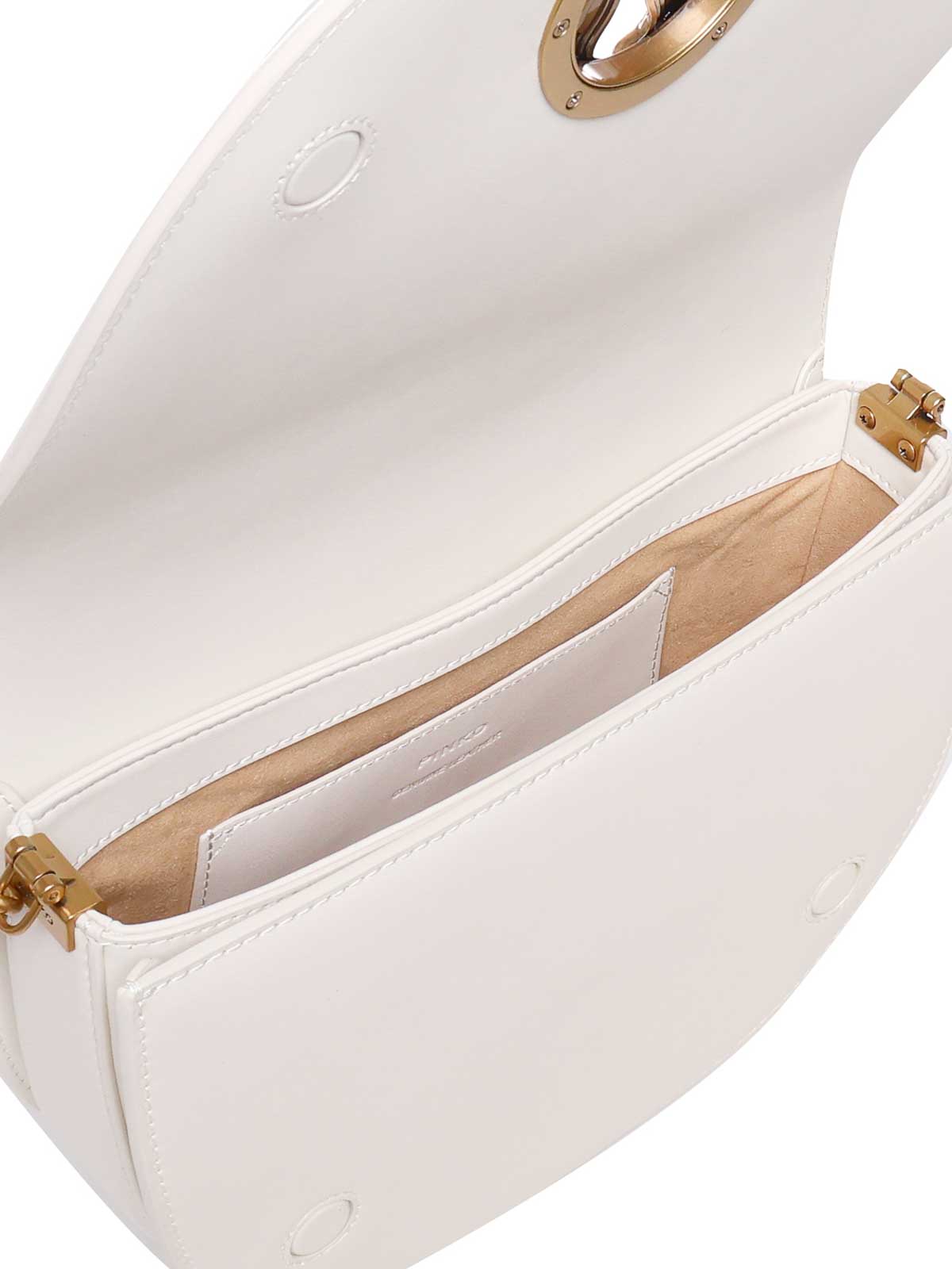 Shop Pinko Love Bag Click Round Leather Bag In White