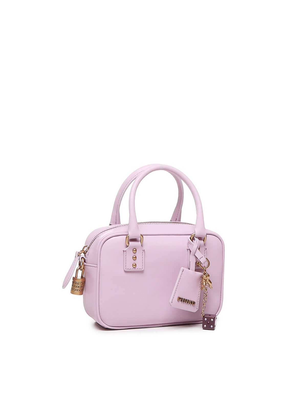Shop Pinko Mini Bowling Bag In Leather In Nude & Neutrals