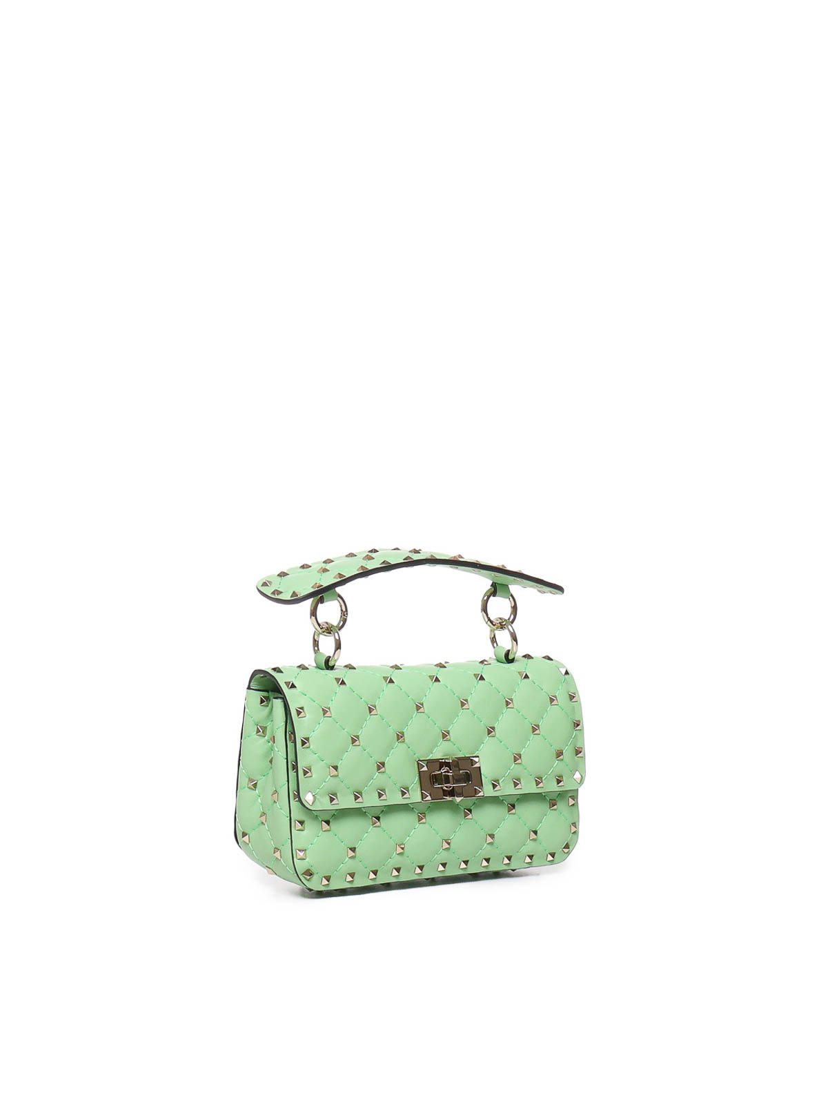Shop Valentino Small Rockstud Spike Bag In Soft Nappa In Green