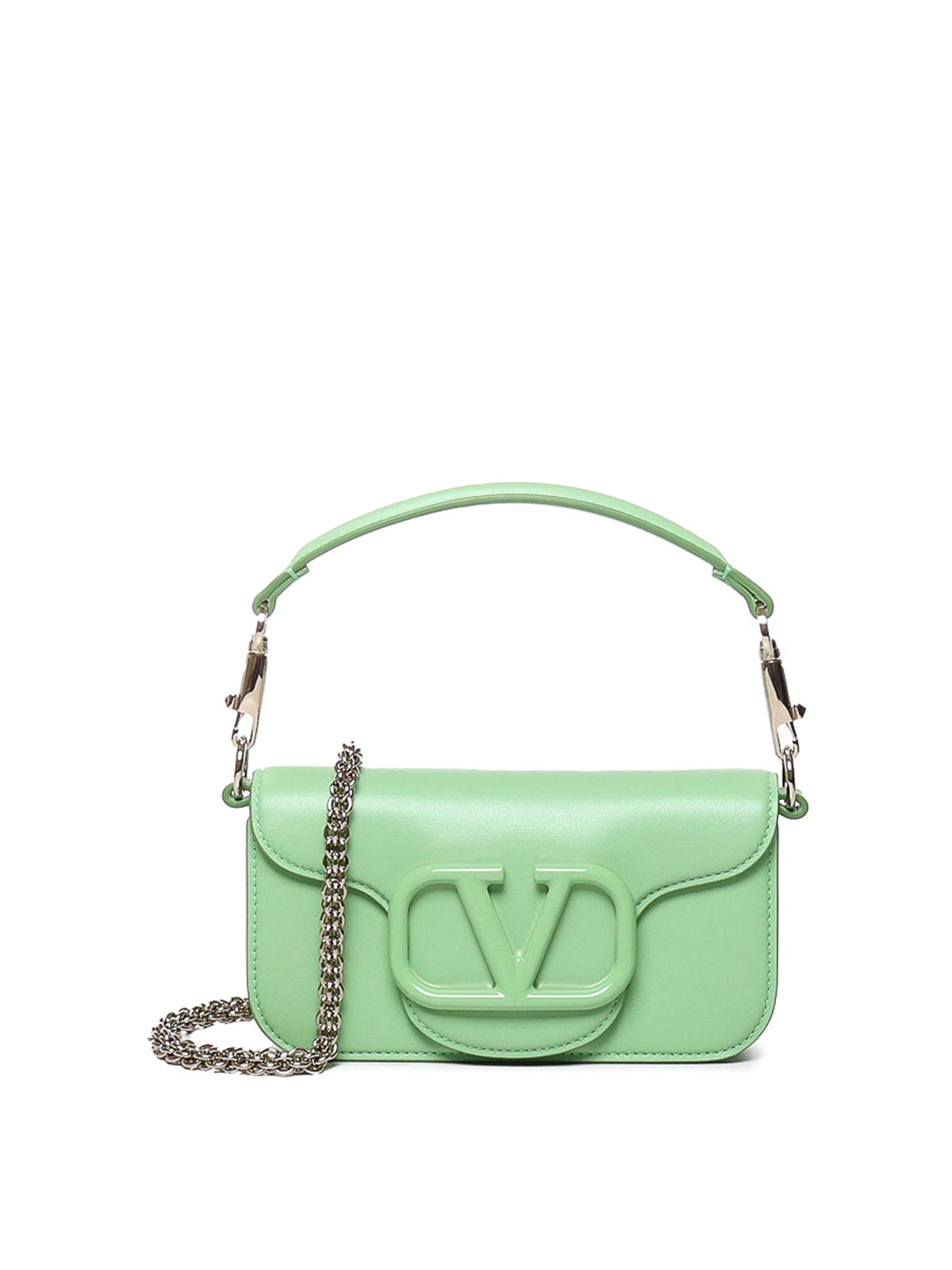 Valentino Garavani Loc Shoulder Bag In Leather In Green