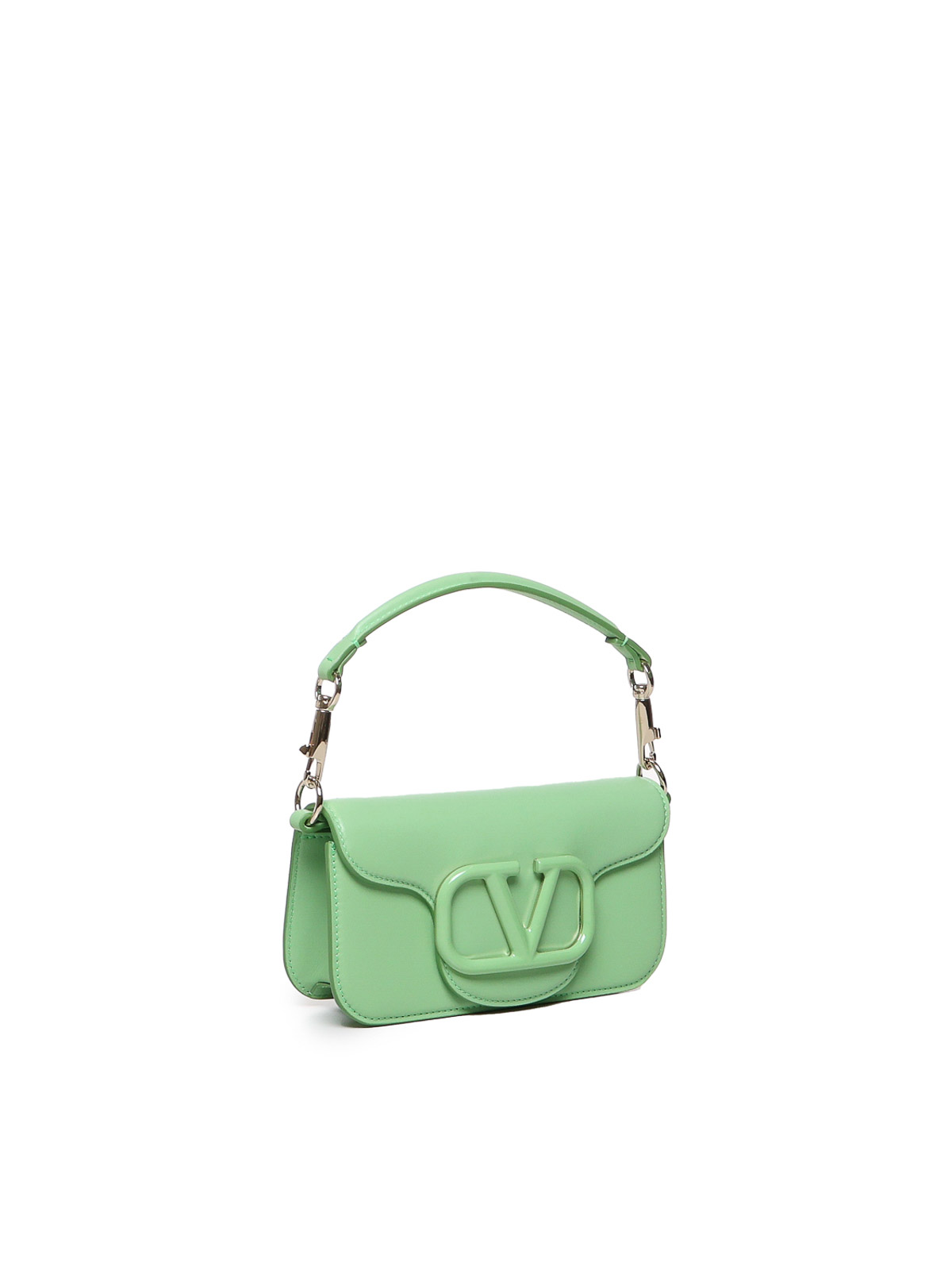 Shop Valentino Loc Shoulder Bag In Leather In Green
