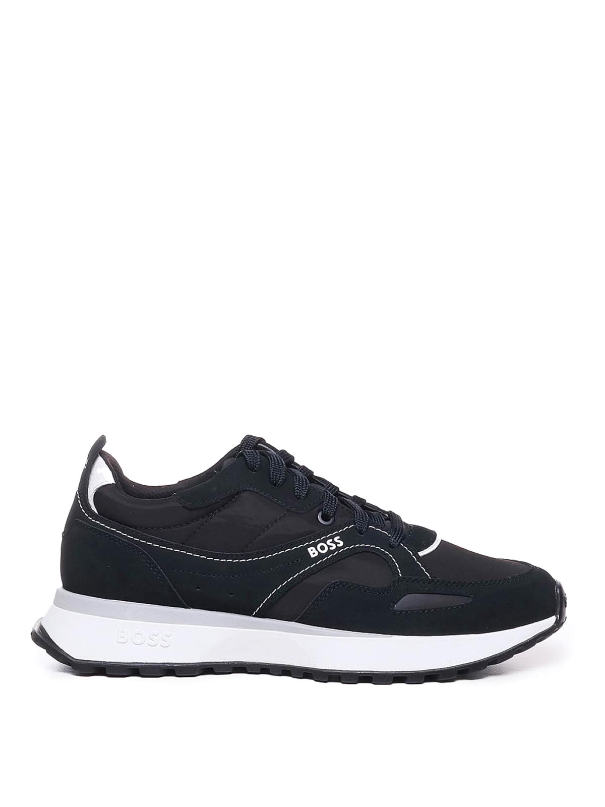 Hugo Boss Leather Sneakers With Logo In Black