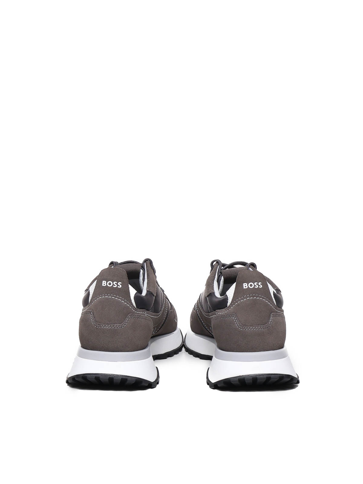 Shop Hugo Boss Sneakers With Suede And Branded Trim In Grey