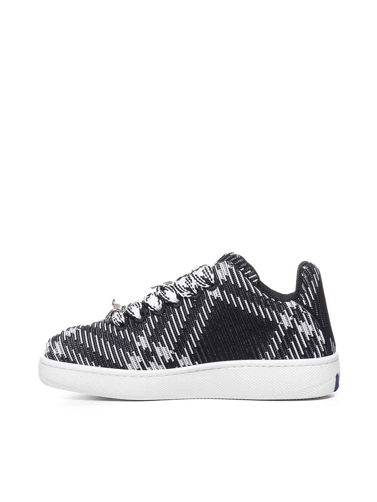 Shop Burberry Box Sneaker With Check Workmanship In Black