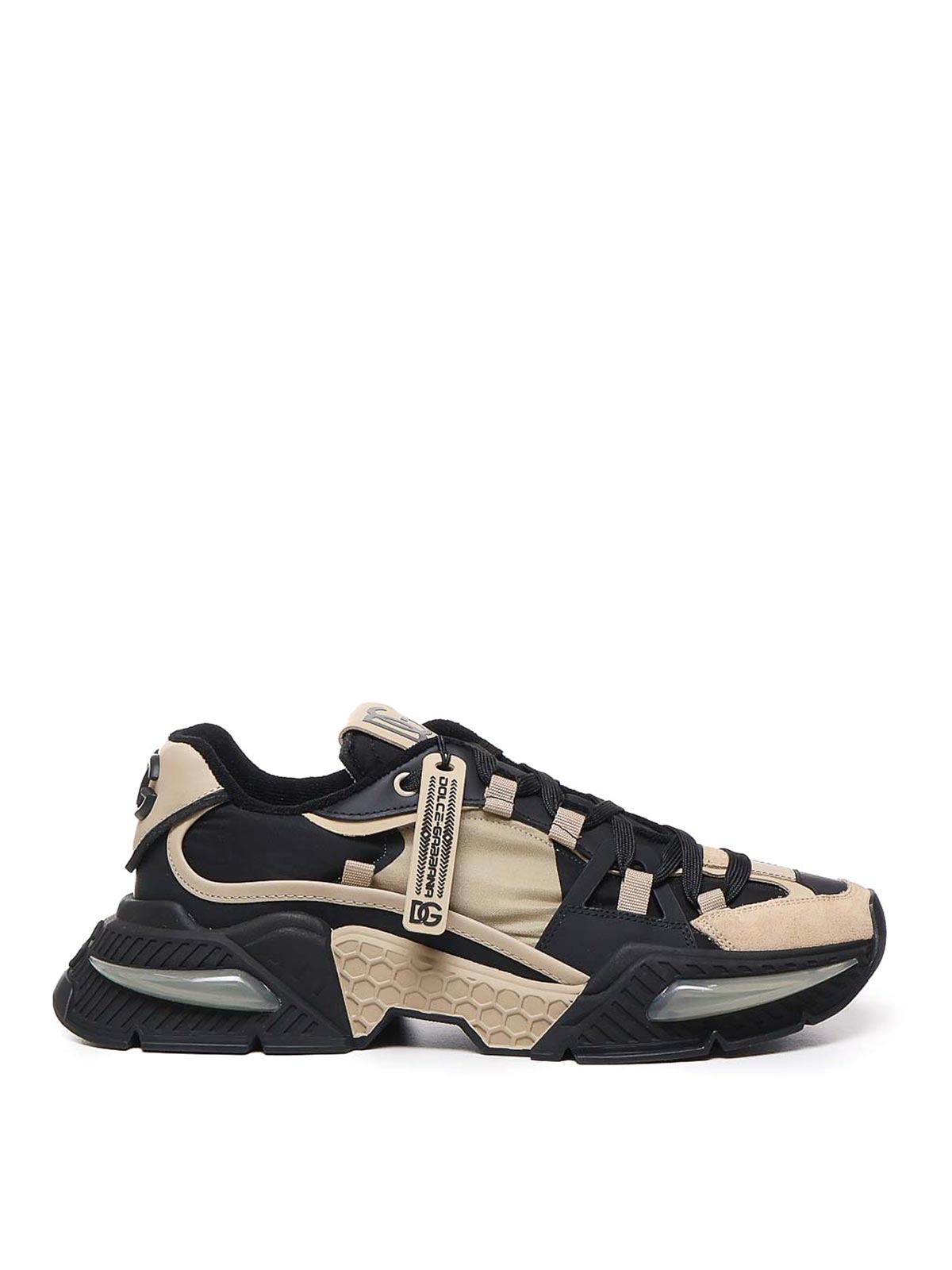 Shop Dolce & Gabbana Airmaster Sneaker In Nylon And Suede In Black