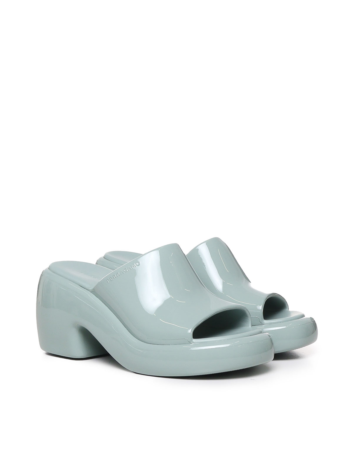 Shop Ferragamo Chunky Slide Sandals In Green