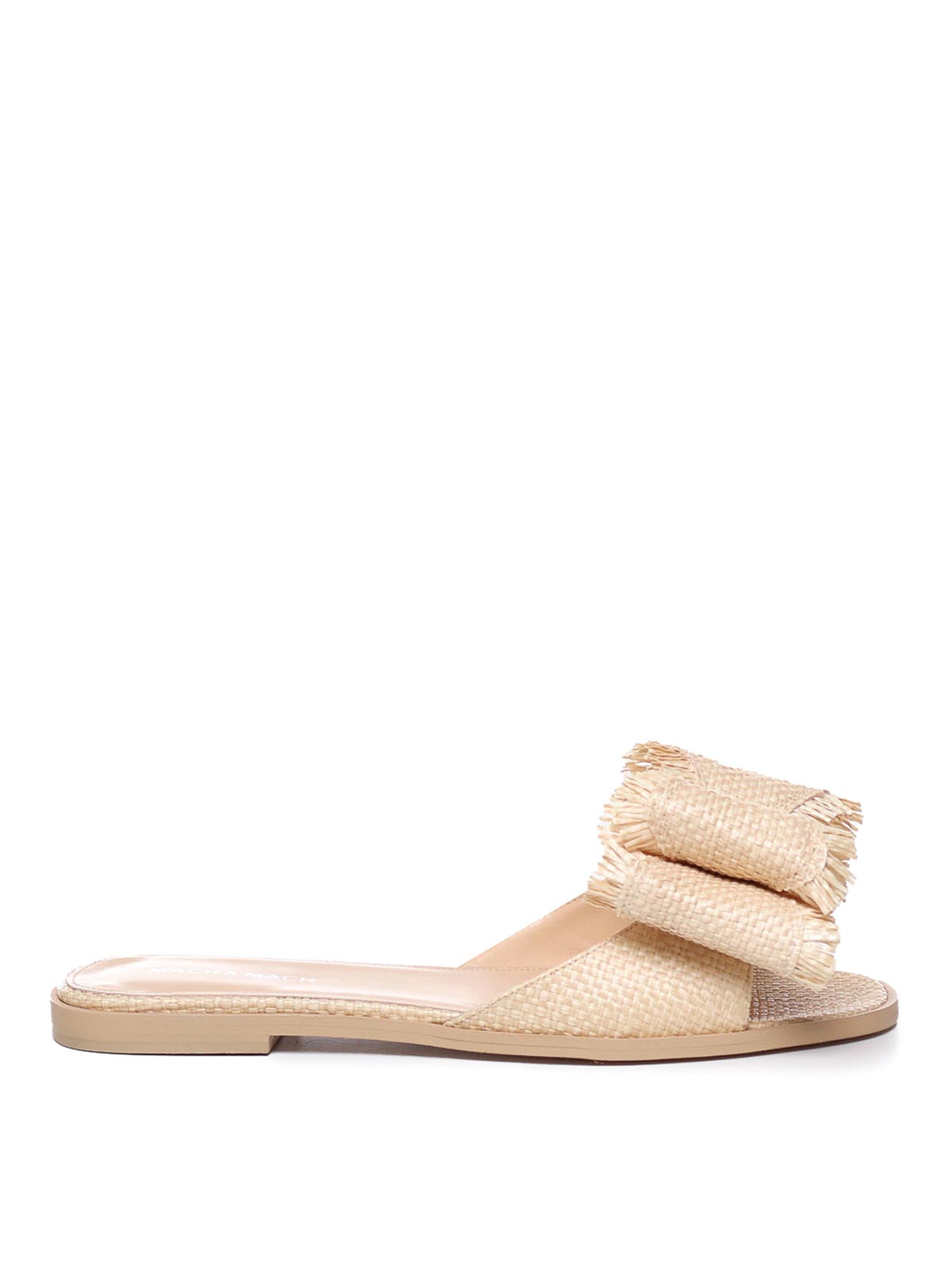 Mach & Mach Flat Sandal In Rope And Leather In Beige