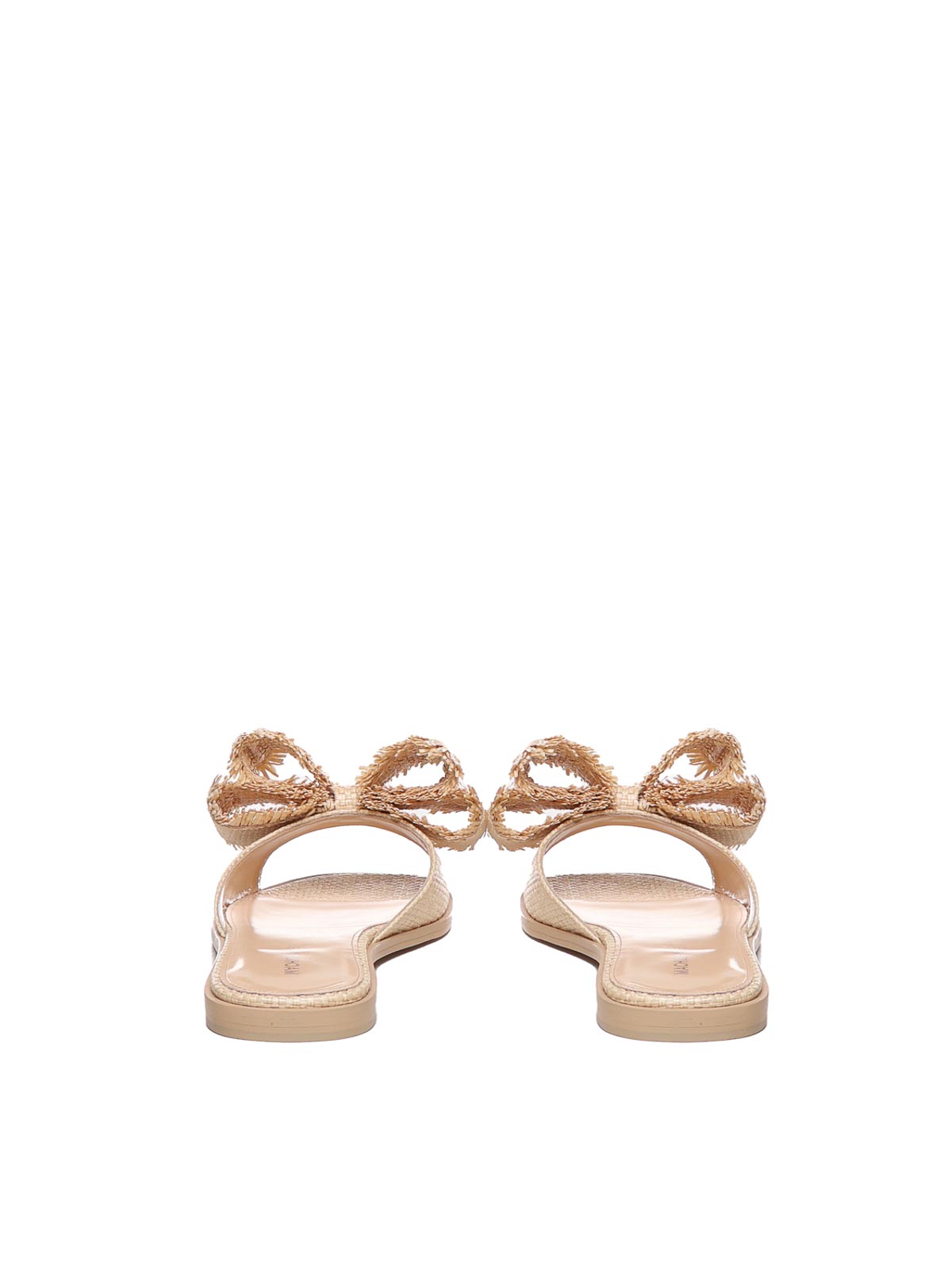 Shop Mach & Mach Flat Sandal In Rope And Leather In Beige
