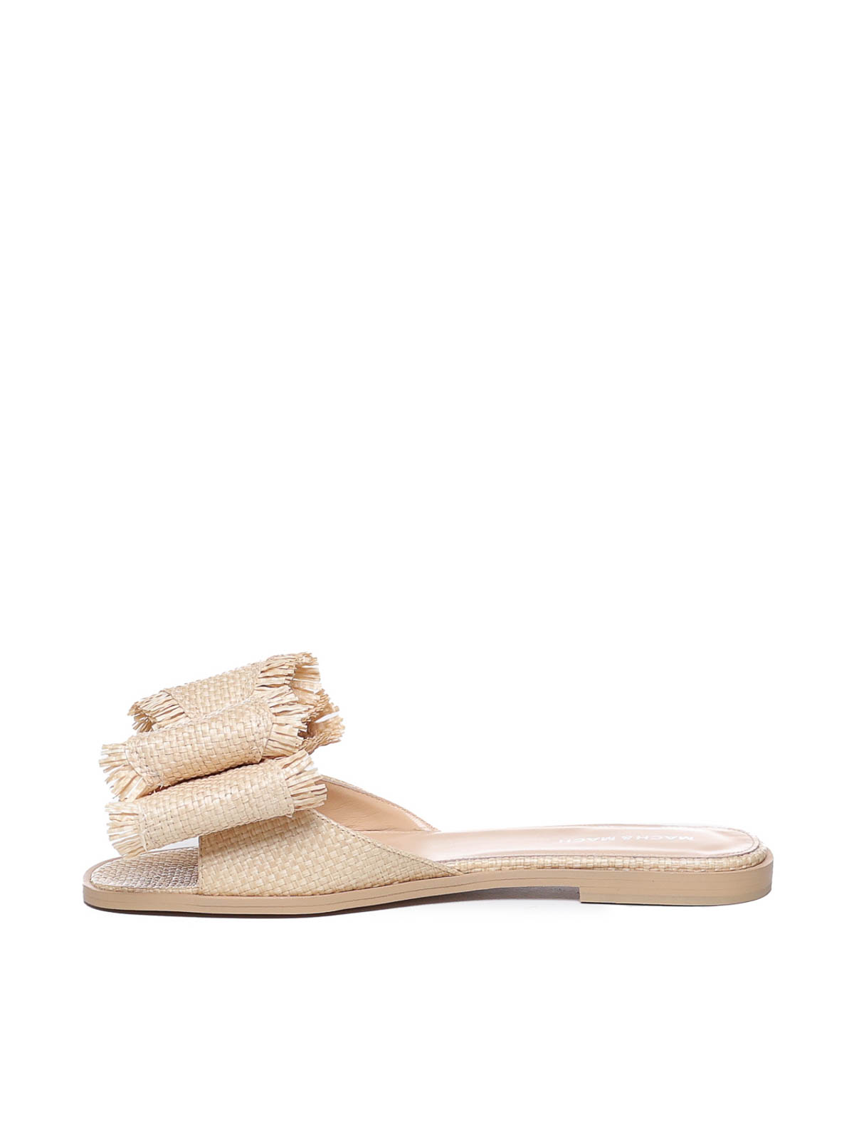 Shop Mach & Mach Flat Sandal In Rope And Leather In Beige