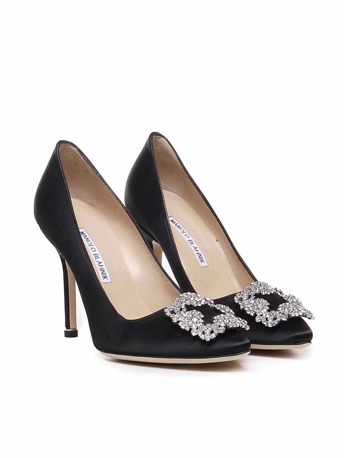 Shop Manolo Blahnik Hangisi Dcollet With Jewel Buckle In Black