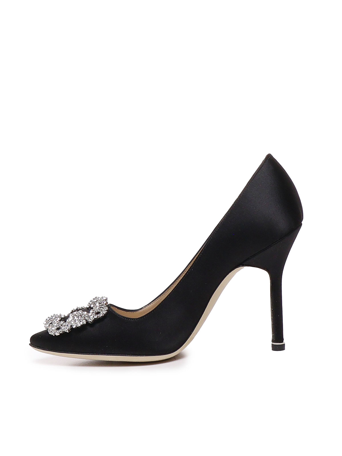 Shop Manolo Blahnik Hangisi Dcollet With Jewel Buckle In Black