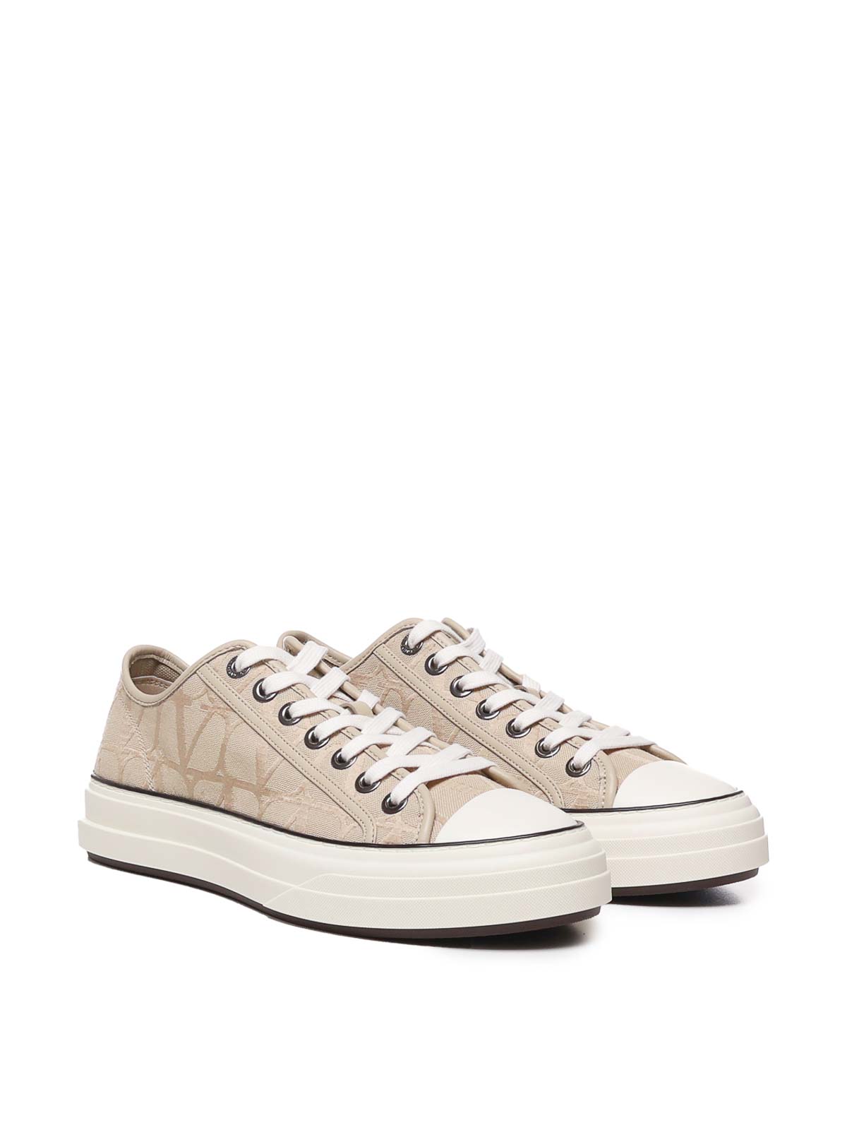 Shop Valentino Toile Iconographe Sneaker In Beige