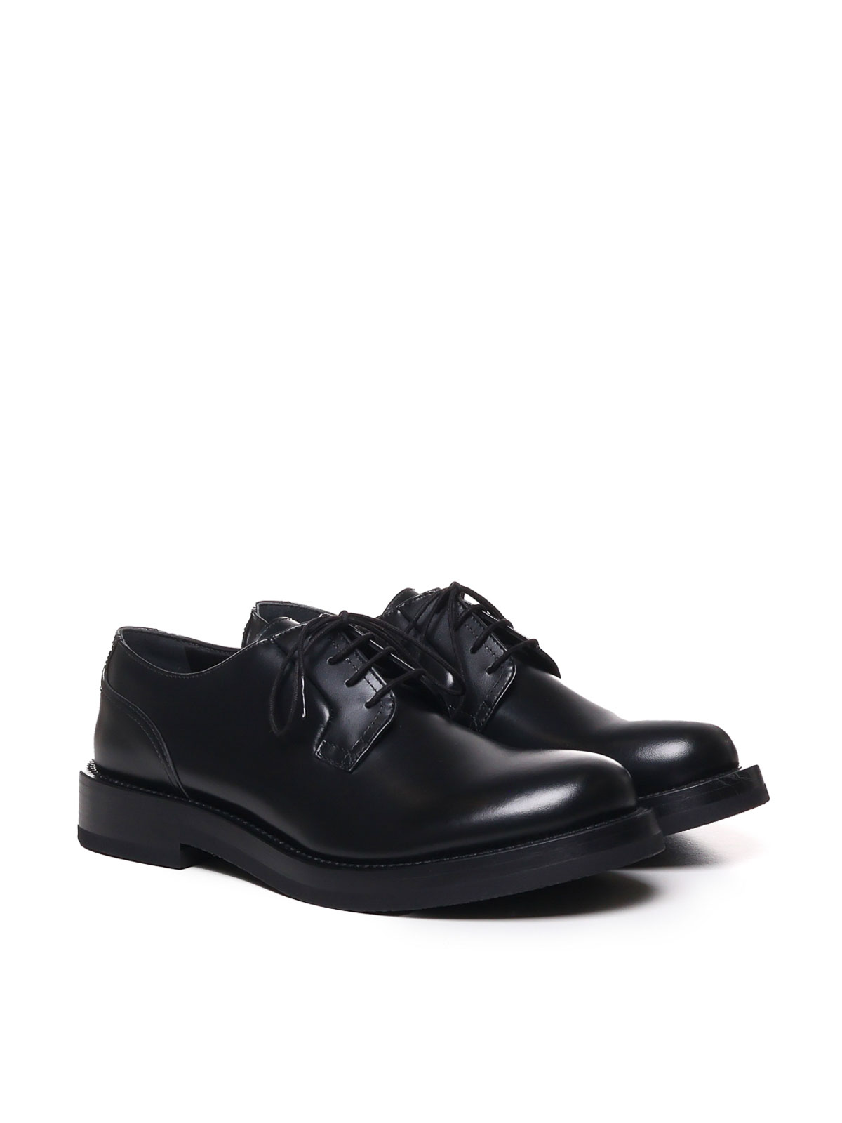 Shop Valentino Roman Stud Derby In Leather In Black