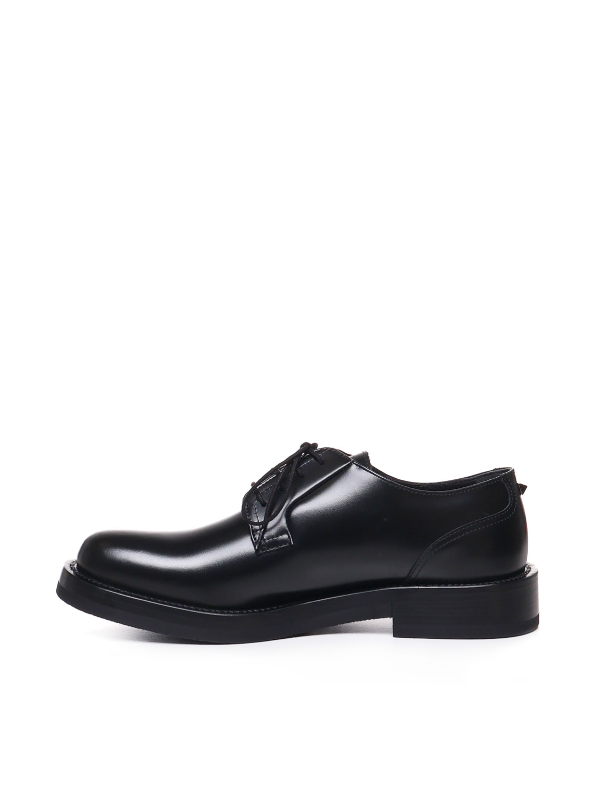 Shop Valentino Roman Stud Derby In Leather In Black