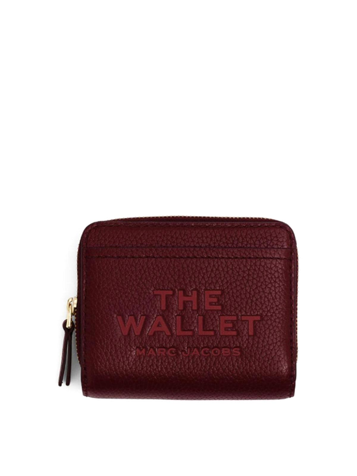 Shop Marc Jacobs The Leather Mini Compact Wallet In Dark Red