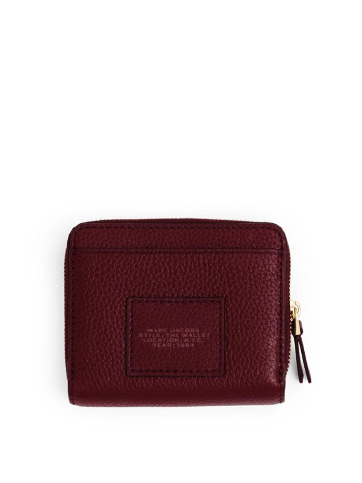 Shop Marc Jacobs The Leather Mini Compact Wallet In Dark Red