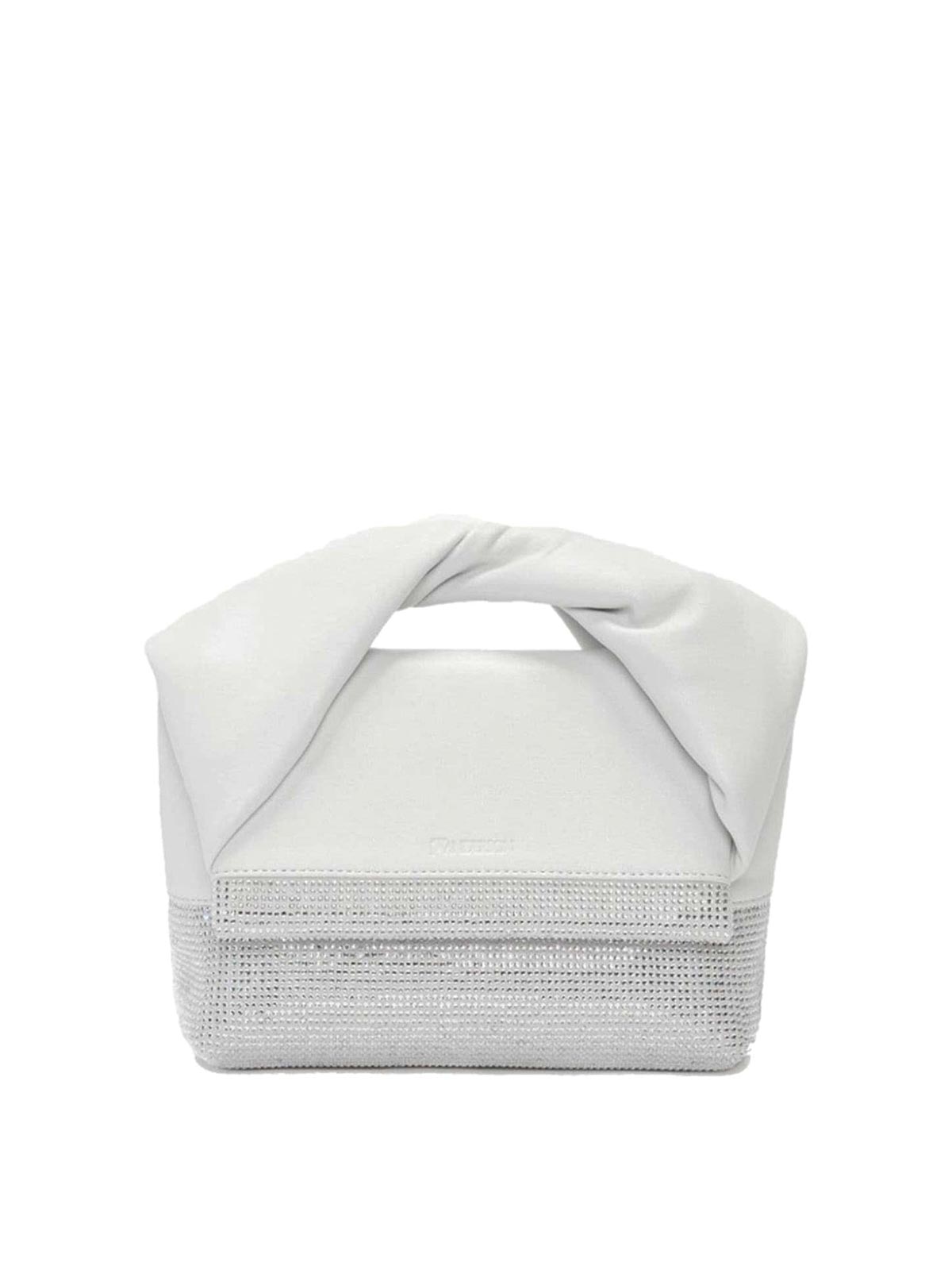 Jw Anderson Twister Midi Bag With Crystals In White