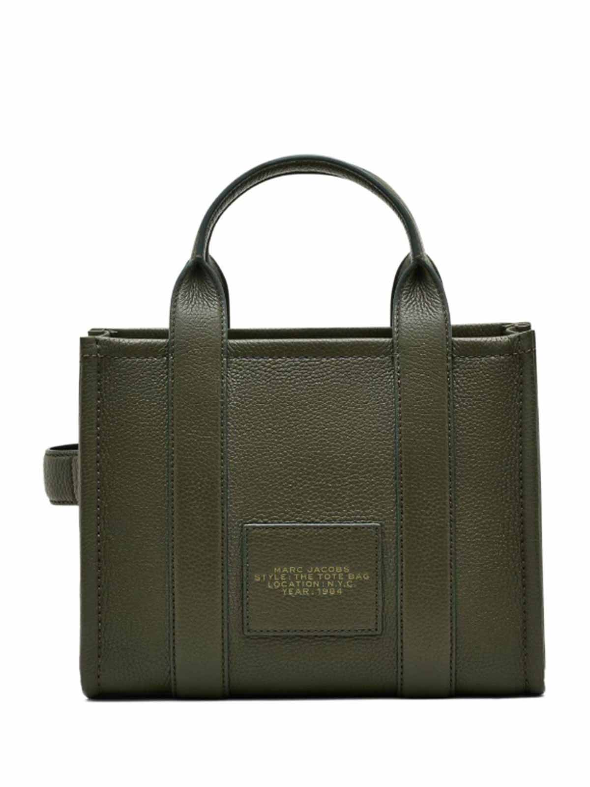 Shop Marc Jacobs Gold Handle Bag With Logo In Green