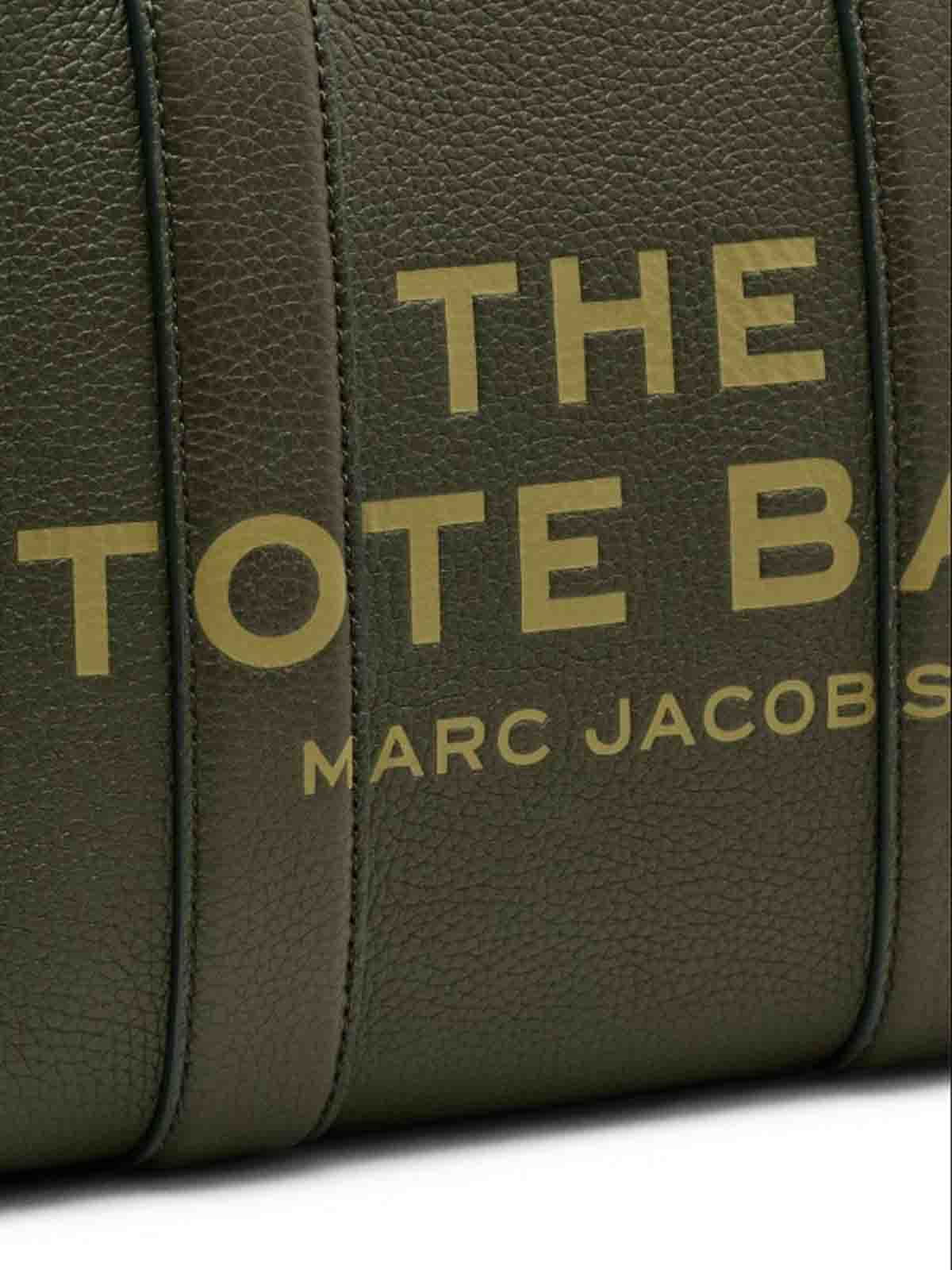 Shop Marc Jacobs Gold Handle Bag With Logo In Green