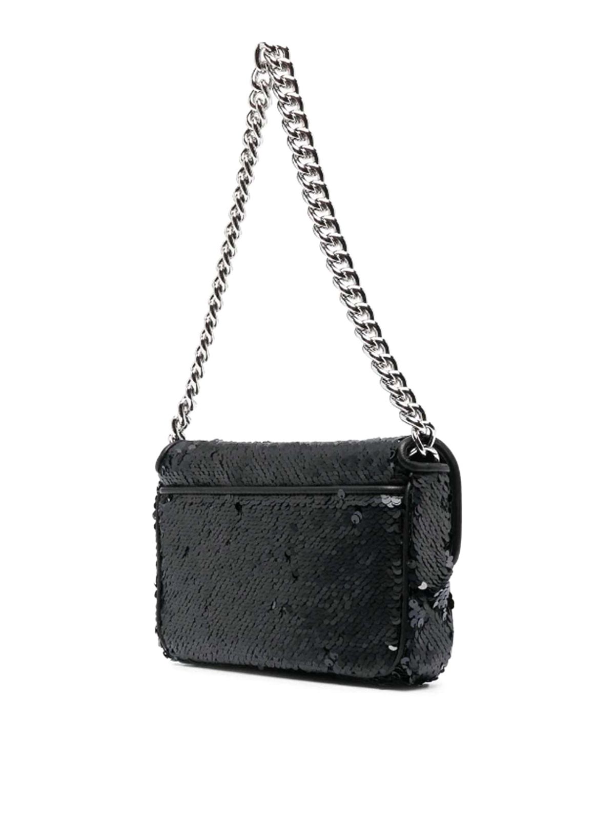 Shop Marc Jacobs Silver Sequin Decoration Shoulder Bag In Black