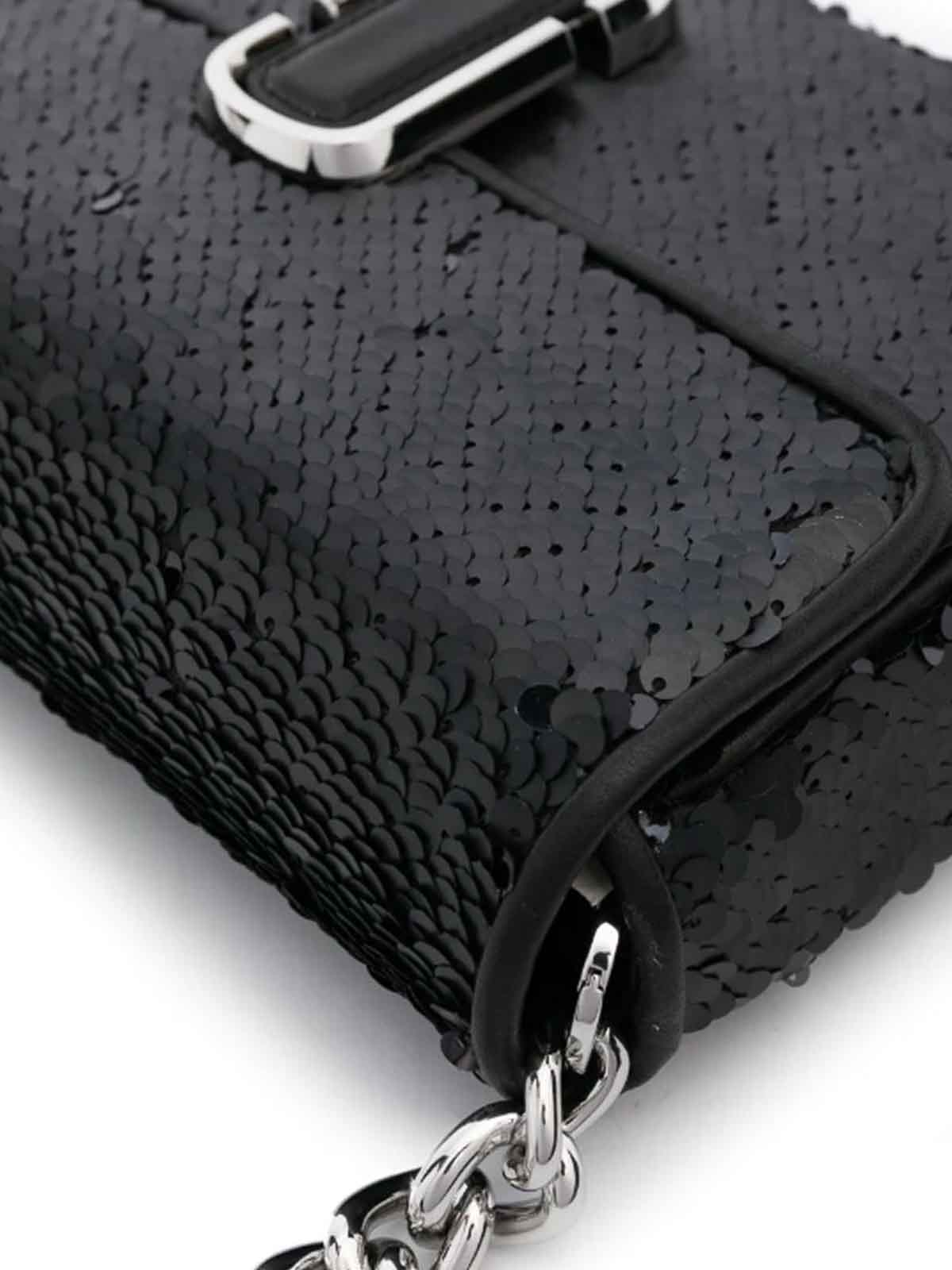 Shop Marc Jacobs Silver Sequin Decoration Shoulder Bag In Black