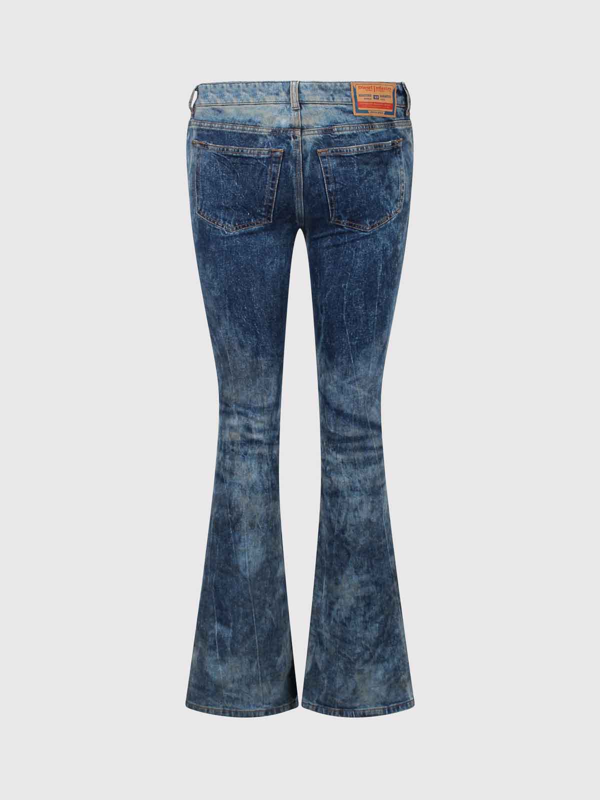 Shop Diesel Flared Jeans With Buckle In Blue