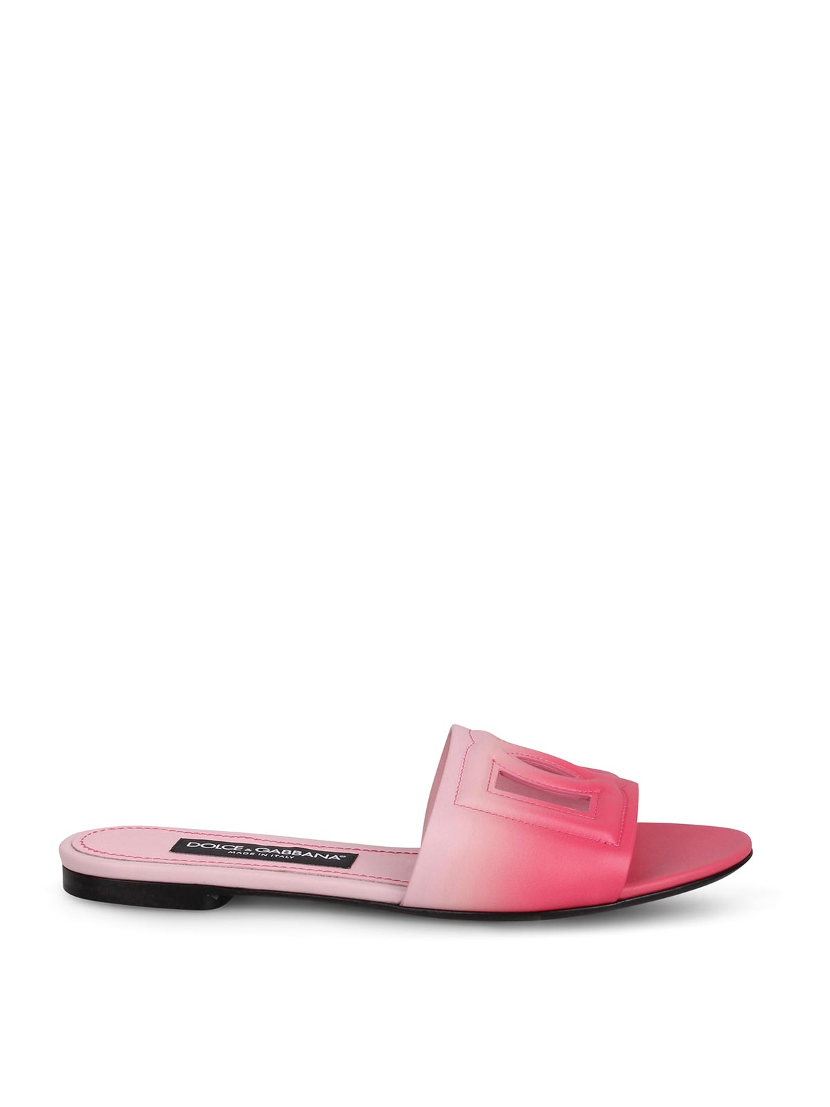 Dolce & Gabbana Leather Slide With Dg Logo In Pink
