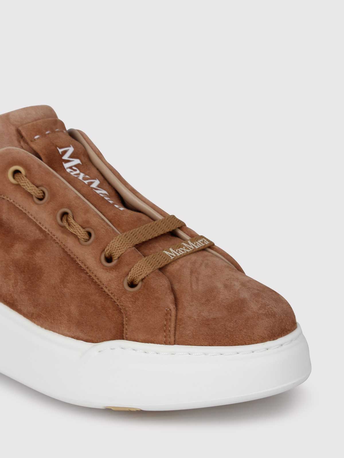 Shop Max Mara Suede Sneaker In Brown
