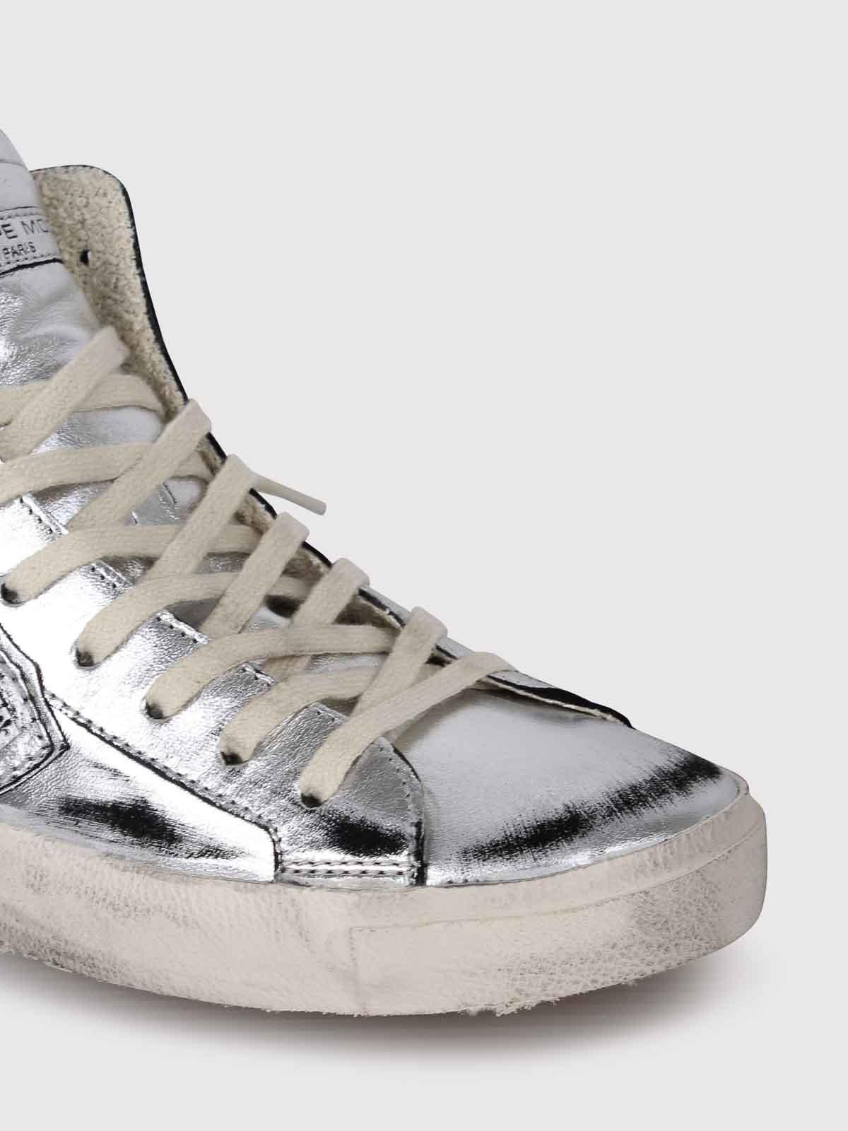 Shop Philippe Model Sneakers Alte Prsx High In Silver